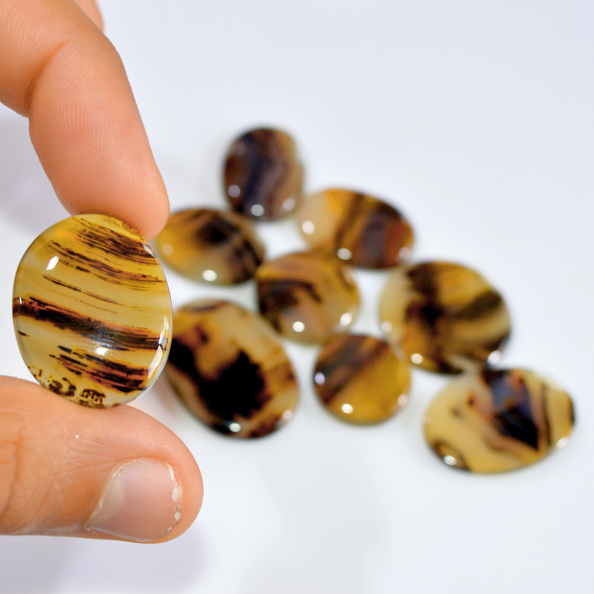 9 Pcs 200 Cts Natural Montana Agate Cabochon Loose Lot Gemstone Mix Shape and Size Loose Wholesale Gemstone Lot 30x20 17x17mm 16274