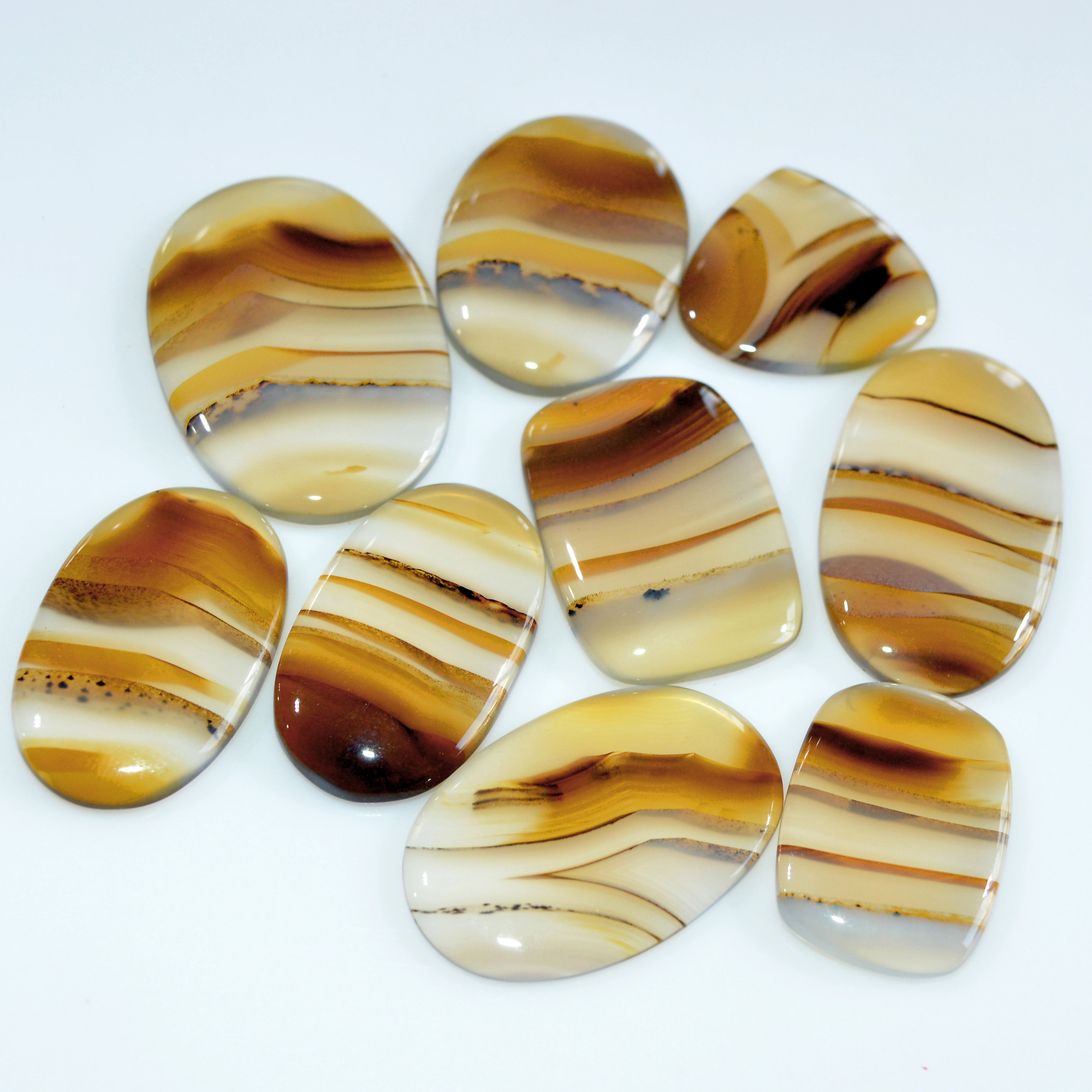 9 Pcs 205 Cts Natural Montana Agate Cabochon Loose Lot Gemstone Mix Shape and Size Loose Wholesale Gemstone Lot 35x23 22x15mm 16275