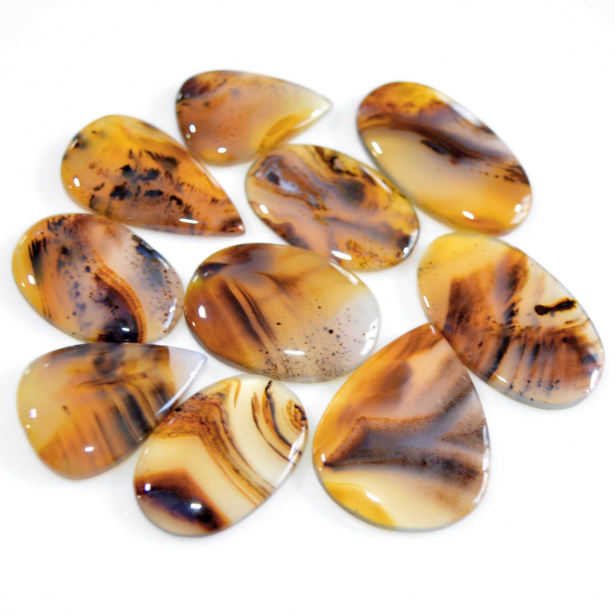 10 Pcs 224 Cts Natural Montana Agate Cabochon Loose Lot Gemstone Mix Shape and Size Loose Wholesale Gemstone Lot 30x20 24x13mm 16278