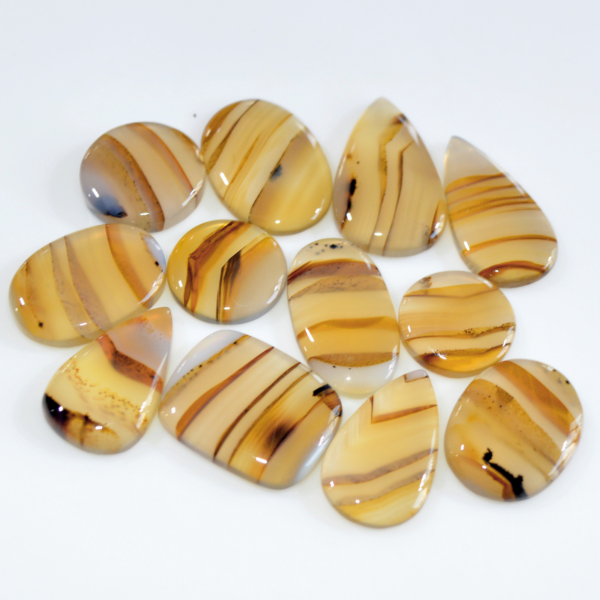 12 Pcs 163 Cts Natural Montana Agate Cabochon Loose Lot Gemstone Mix Shape and Size Loose Wholesale Gemstone Lot 27x15 15x15mm 16279