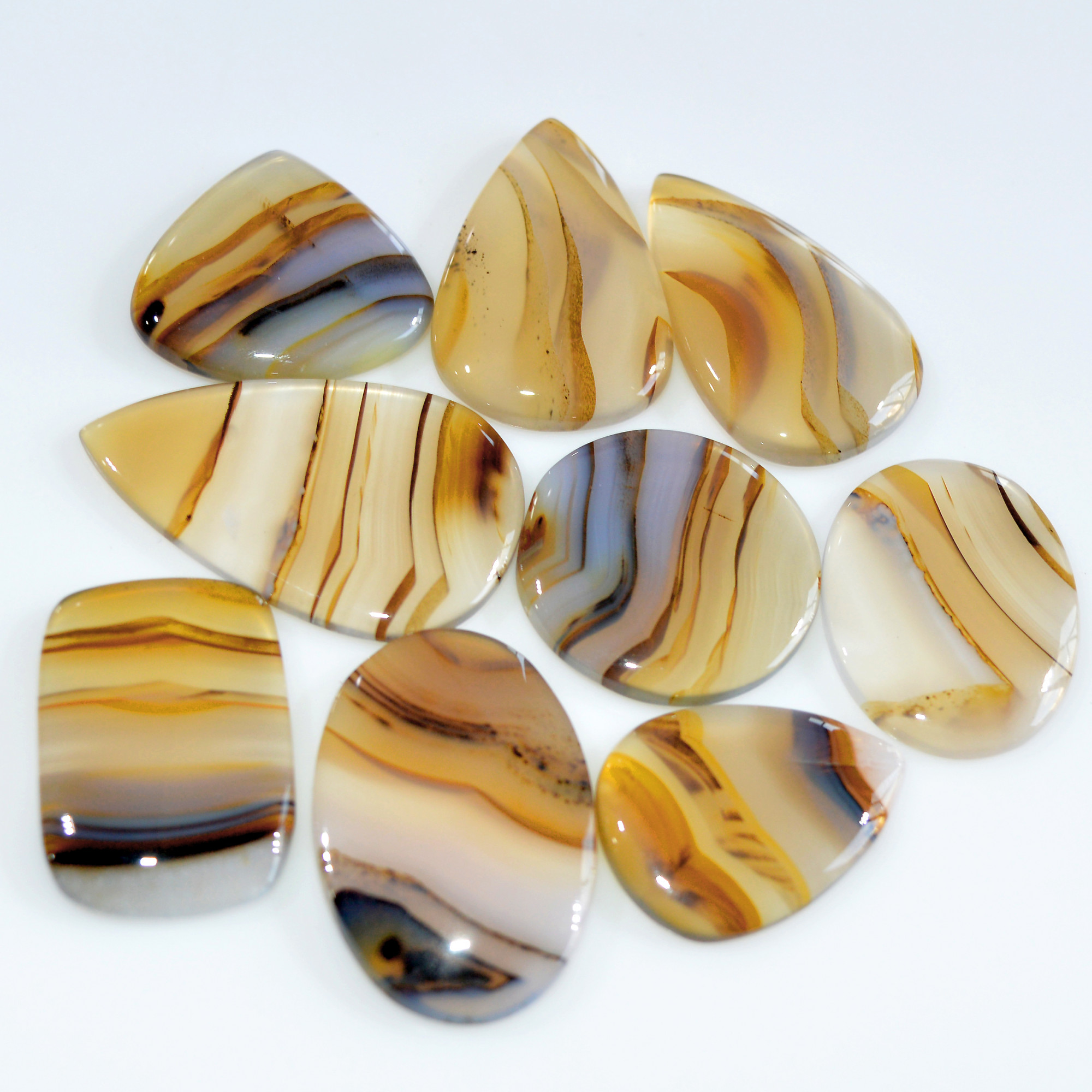 9 Pcs 180 Cts Natural Montana Agate Cabochon Loose Lot Gemstone Mix Shape and Size Loose Wholesale Gemstone Lot 34x20 23x15mm 16284