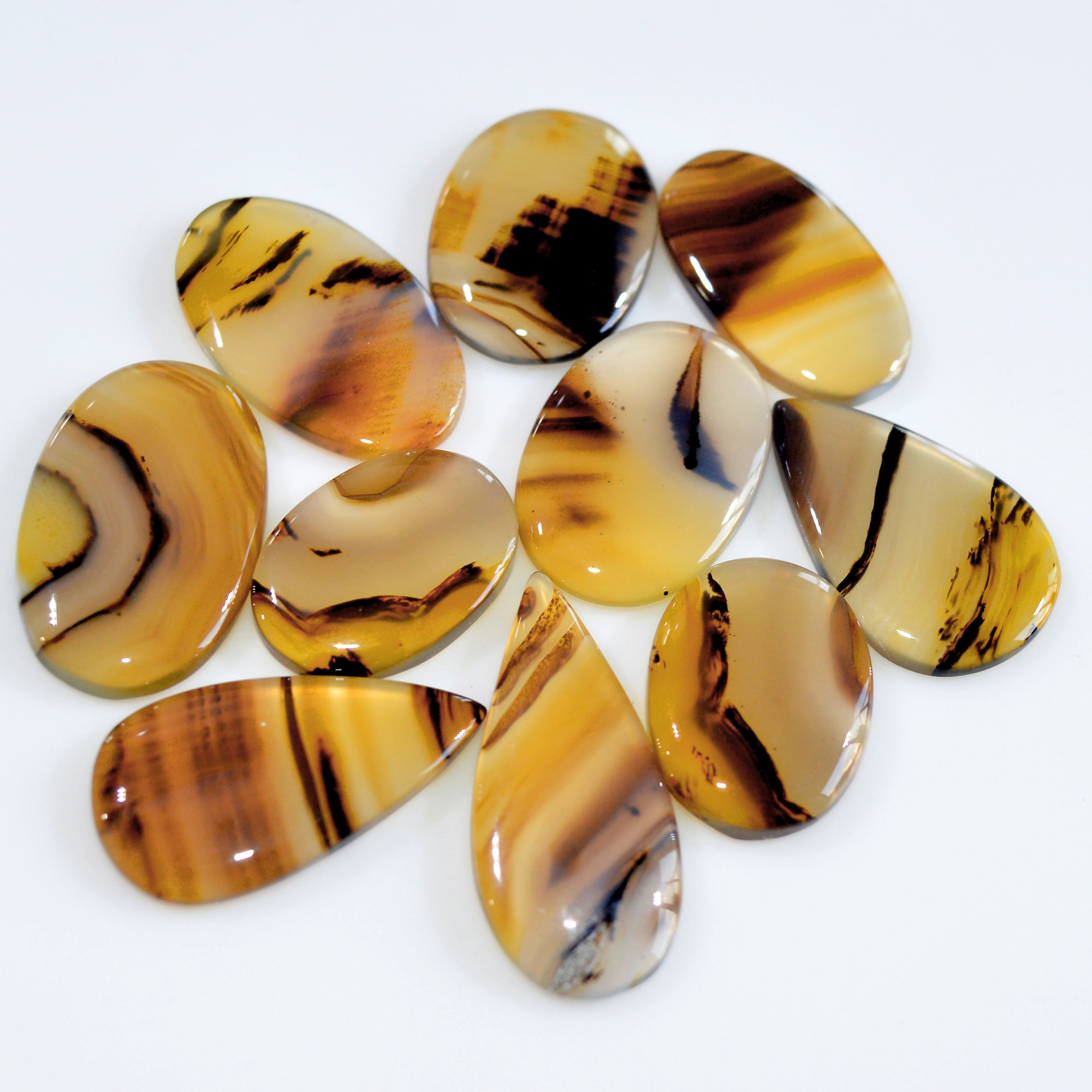 10 Pcs 143 Cts Natural Montana Agate Cabochon Loose Gemstone Lot Handmade Healing Crystal Jewelry Making Lot 30x14 20x14mm 16288
