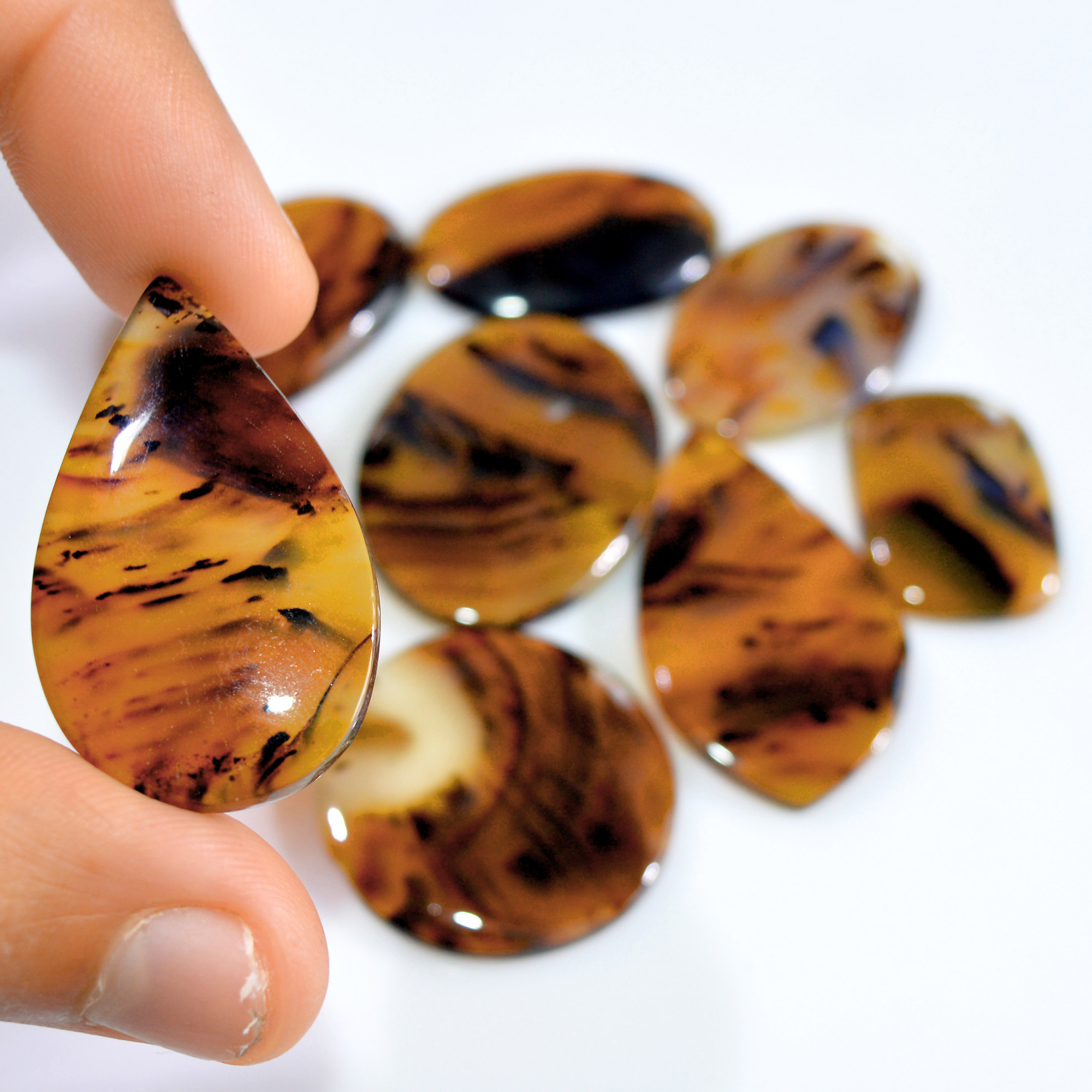 8 Pcs 222 Cts Natural Montana Agate Cabochon Loose Gemstone Lot Handmade Healing Crystal Jewelry Making Lot 37x20 24x17mm 16289