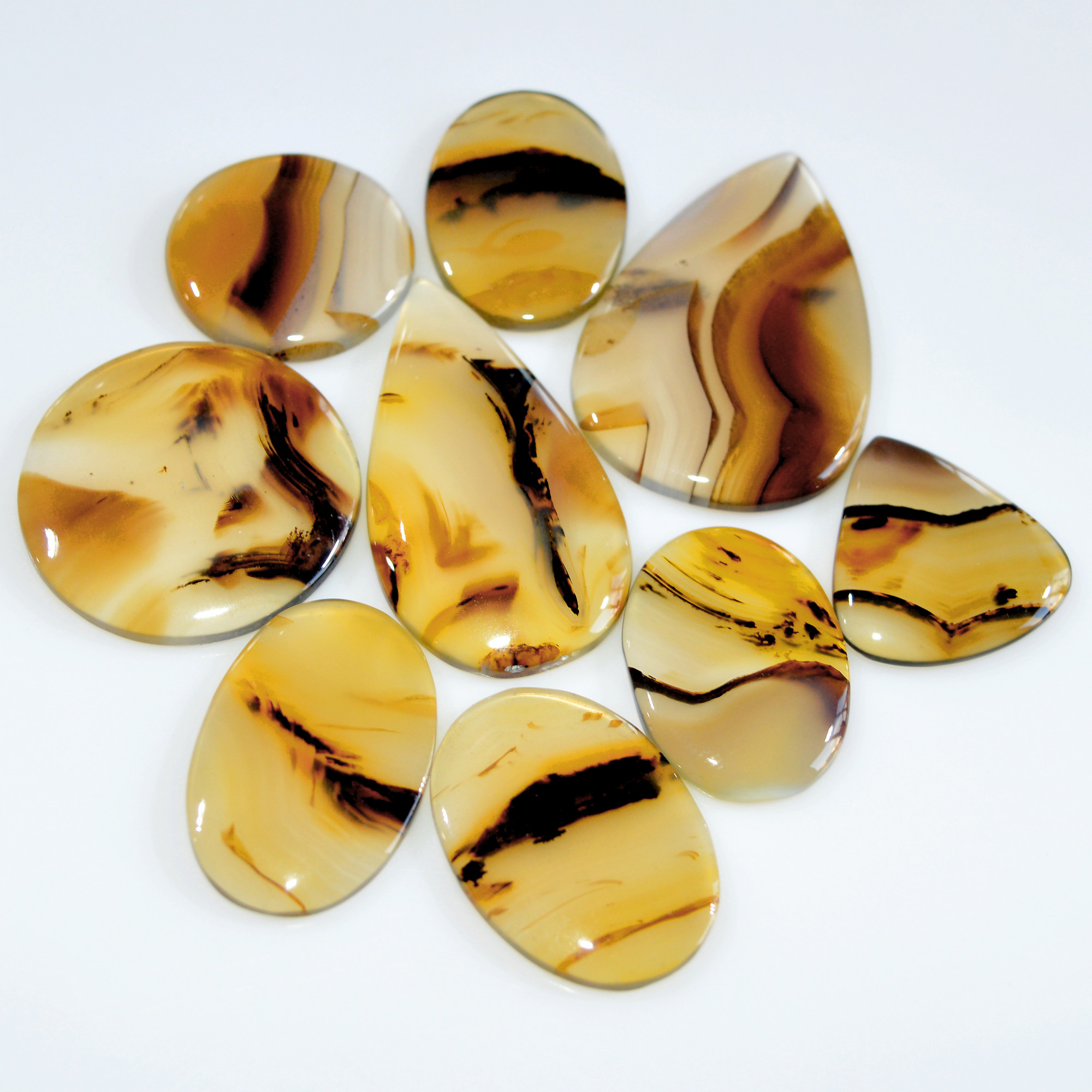 9 Pcs 182 Cts Natural Montana Agate Cabochon Loose Gemstone Lot Handmade Healing Crystal Jewelry Making Lot 39x25 20x20mm 16290