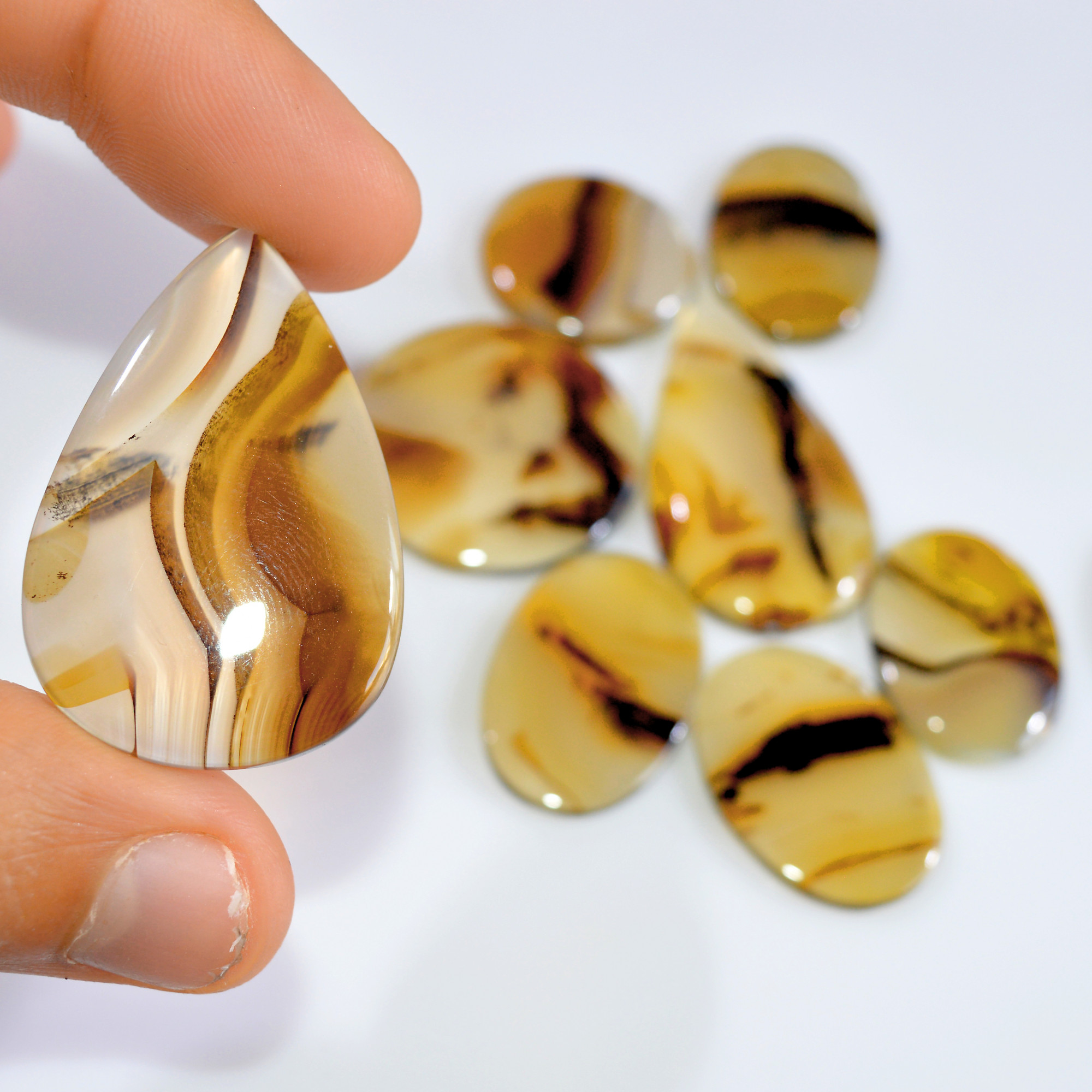 9 Pcs 182 Cts Natural Montana Agate Cabochon Loose Gemstone Lot Handmade Healing Crystal Jewelry Making Lot 39x25 20x20mm 16290