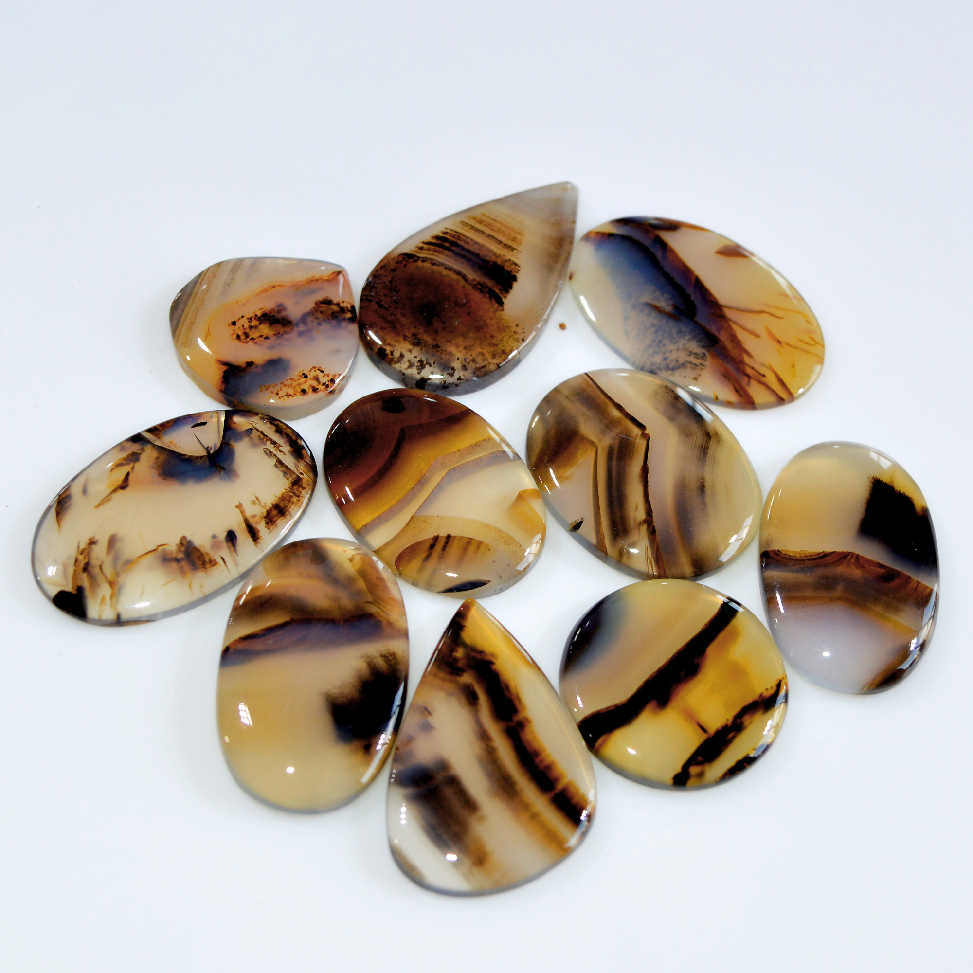 10 Pcs 199 Cts Natural Montana Agate Cabochon Loose Gemstone Lot Handmade Healing Crystal Jewelry Making Lot 32x17 20x19mm 16291