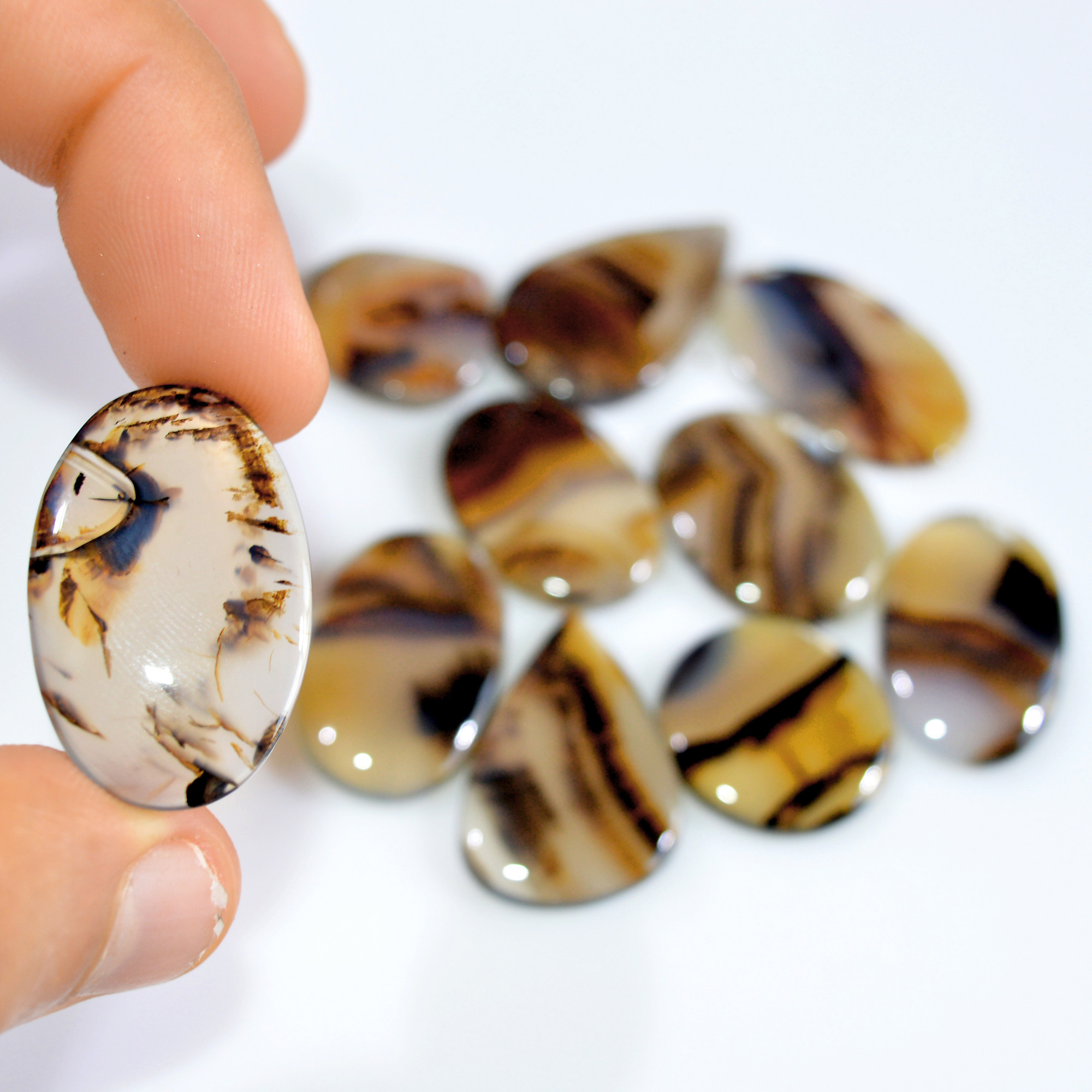 10 Pcs 199 Cts Natural Montana Agate Cabochon Loose Gemstone Lot Handmade Healing Crystal Jewelry Making Lot 32x17 20x19mm 16291