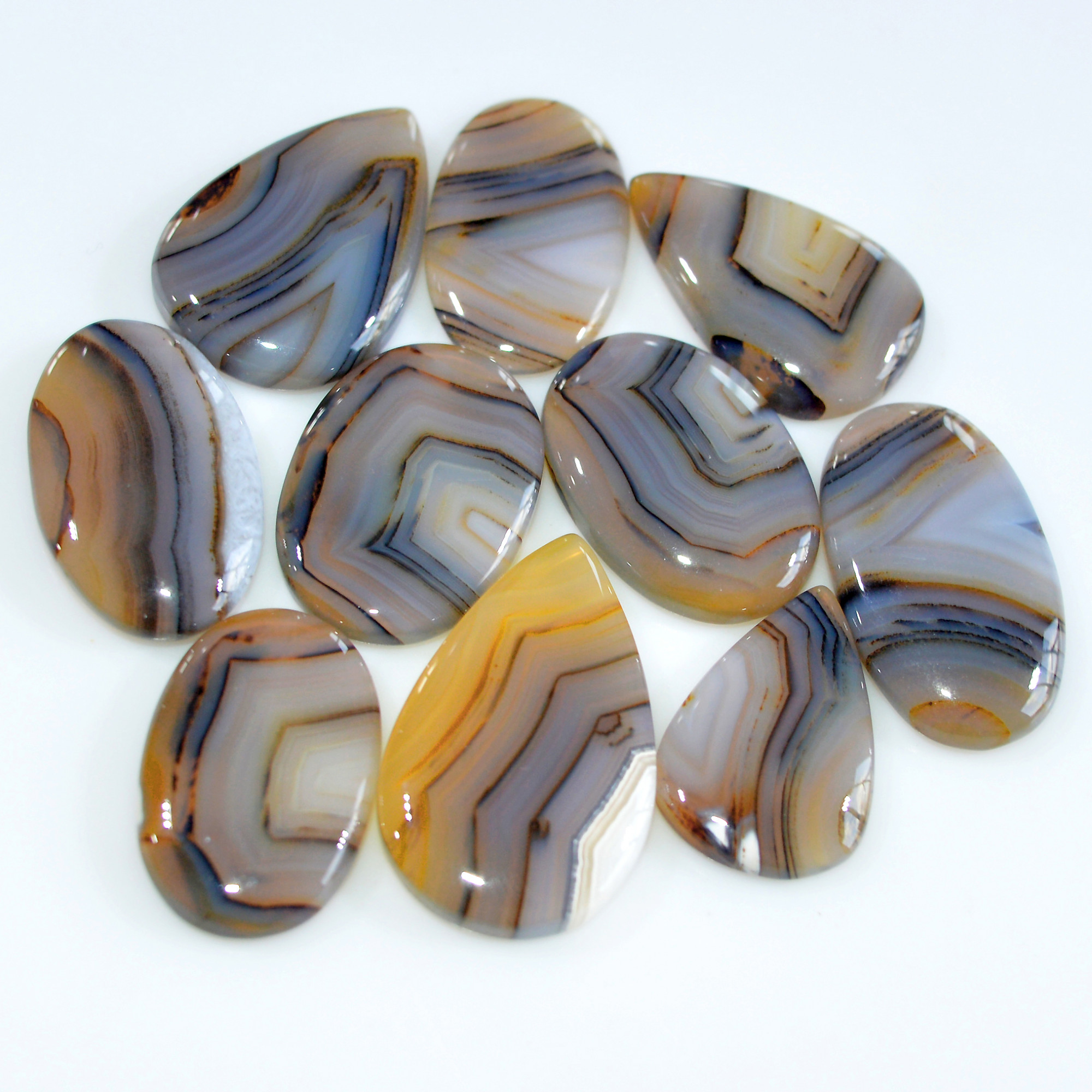 10 Pcs 132 Cts Natural Montana Agate Cabochon Loose Gemstone Lot Handmade Healing Crystal Jewelry Making Lot 27x15 20x13mm 16294