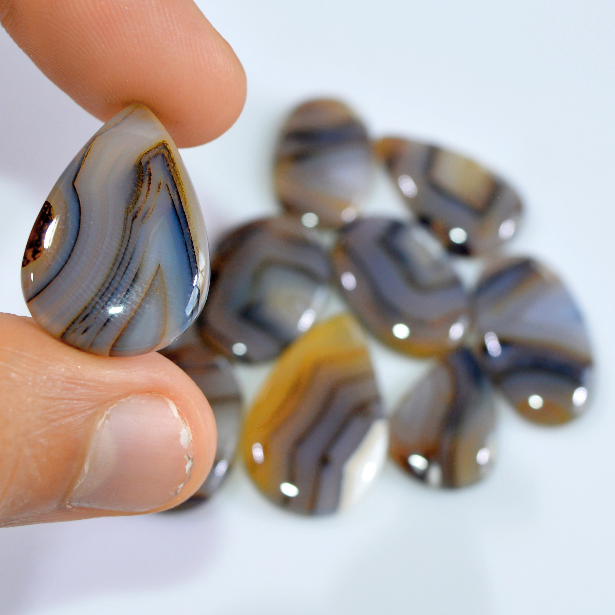 10 Pcs 132 Cts Natural Montana Agate Cabochon Loose Gemstone Lot Handmade Healing Crystal Jewelry Making Lot 27x15 20x13mm 16294