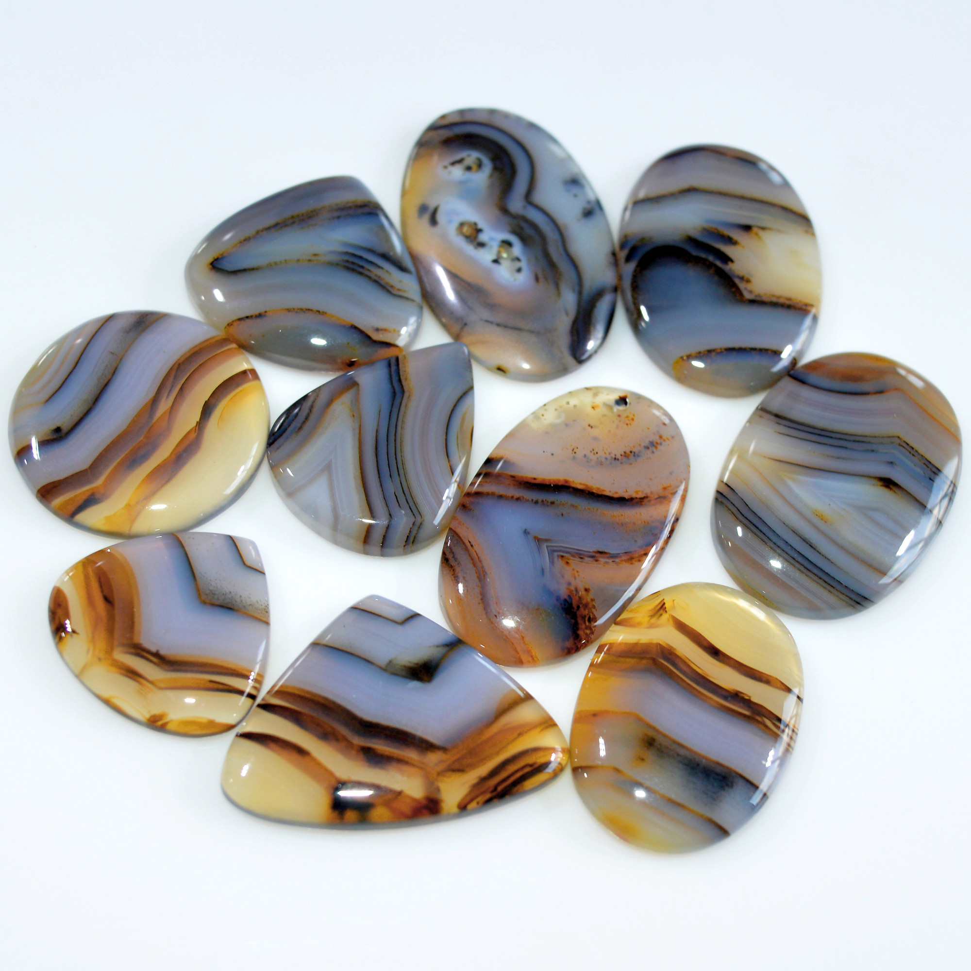 10 Pcs 195 Cts Natural Montana Agate Cabochon Loose Gemstone Lot Handmade Healing Crystal Jewelry Making Lot 30x19 20x19mm 16295