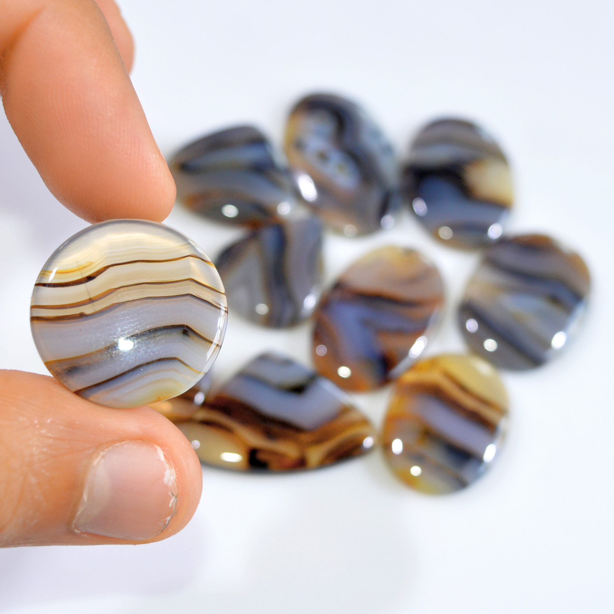 10 Pcs 195 Cts Natural Montana Agate Cabochon Loose Gemstone Lot Handmade Healing Crystal Jewelry Making Lot 30x19 20x19mm 16295