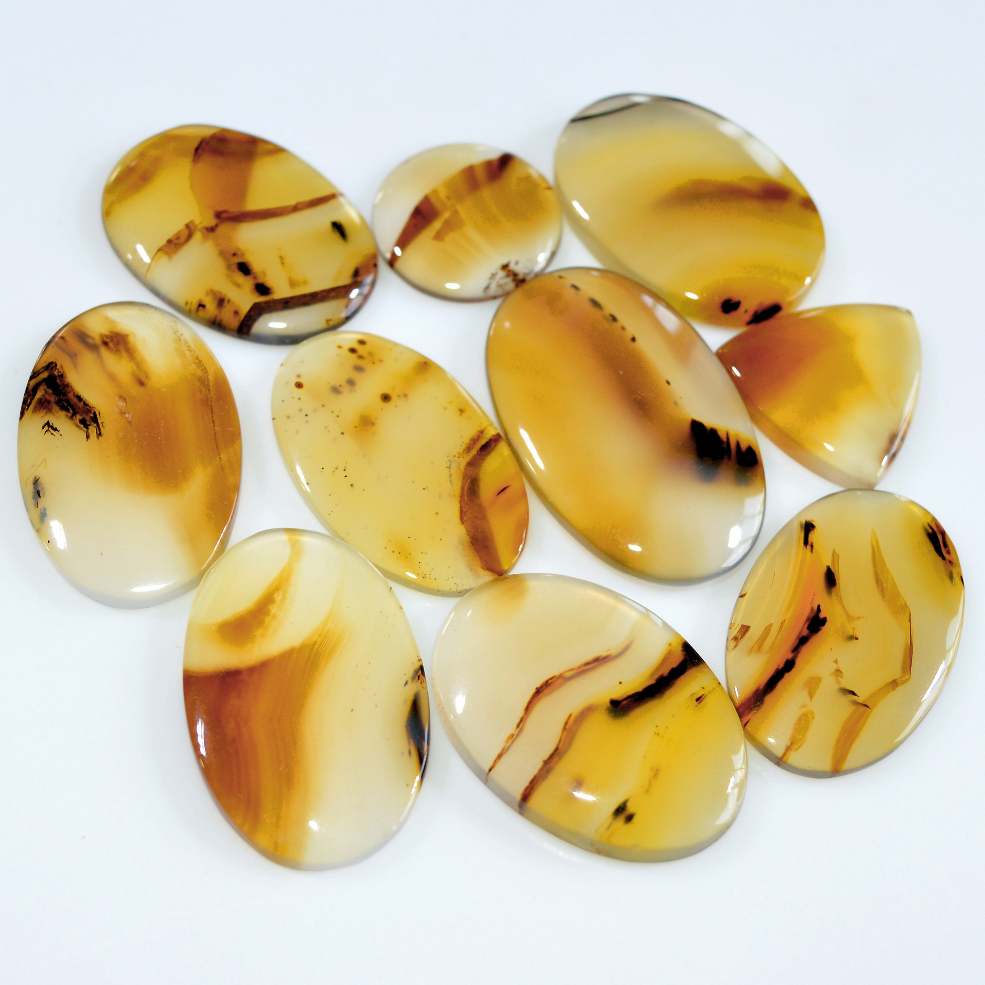 10 Pcs 203 Cts Natural Montana Agate Cabochon Loose Gemstone Lot Handmade Healing Crystal Jewelry Making Lot 33x20 16x16mm 16296