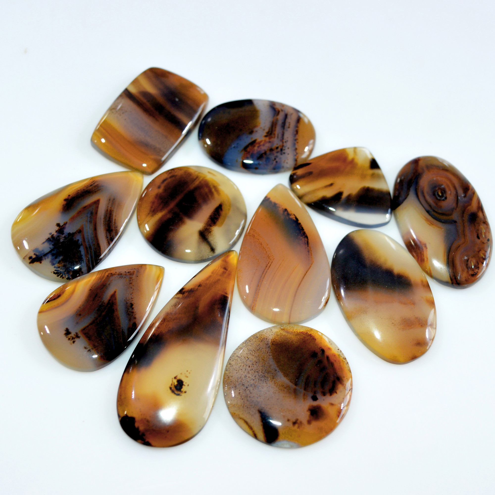 11 Pcs 214 Cts Natural Montana Agate Cabochon Loose Gemstone Lot Handmade Healing Crystal Jewelry Making Lot 40x15 25x16mm 16298