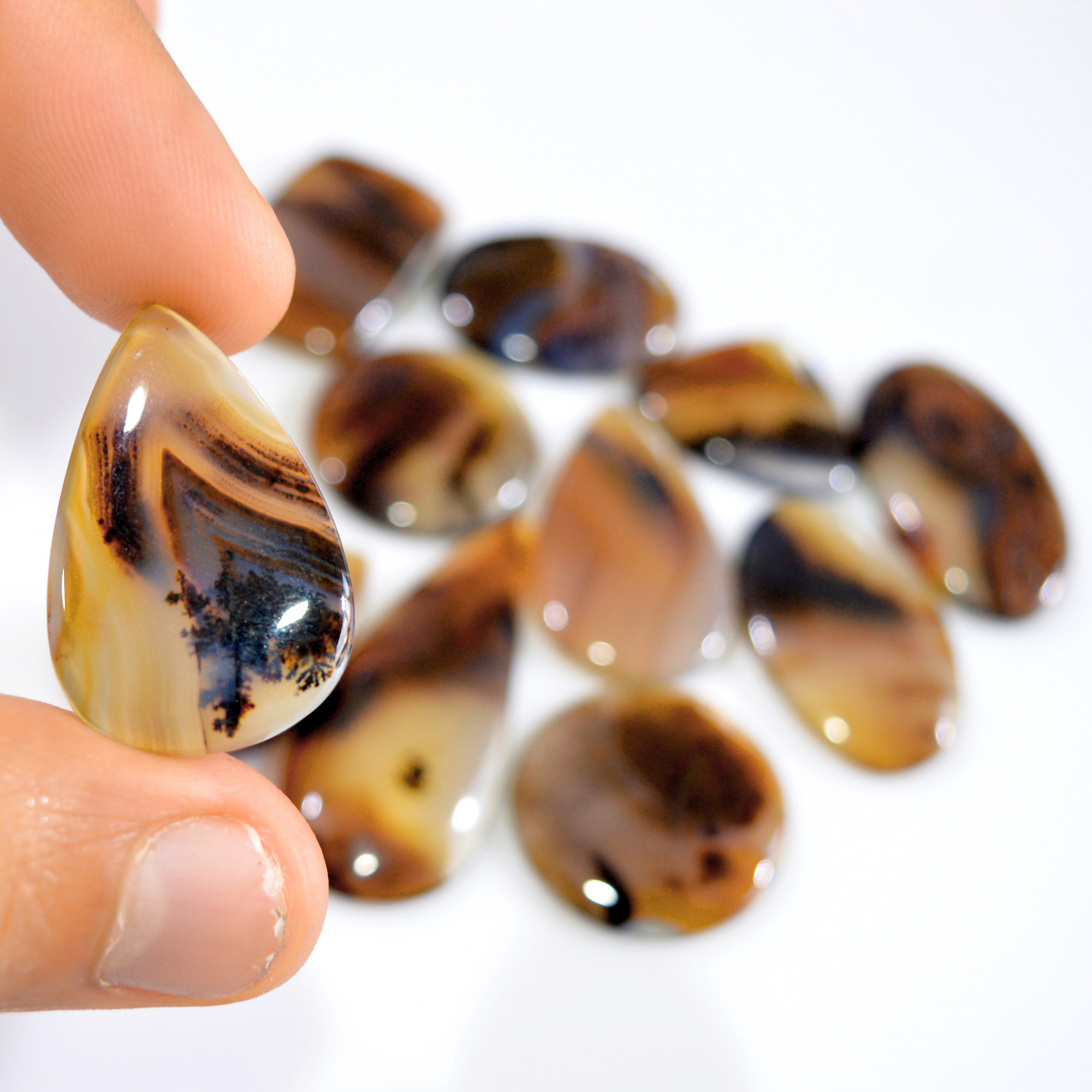 11 Pcs 214 Cts Natural Montana Agate Cabochon Loose Gemstone Lot Handmade Healing Crystal Jewelry Making Lot 40x15 25x16mm 16298