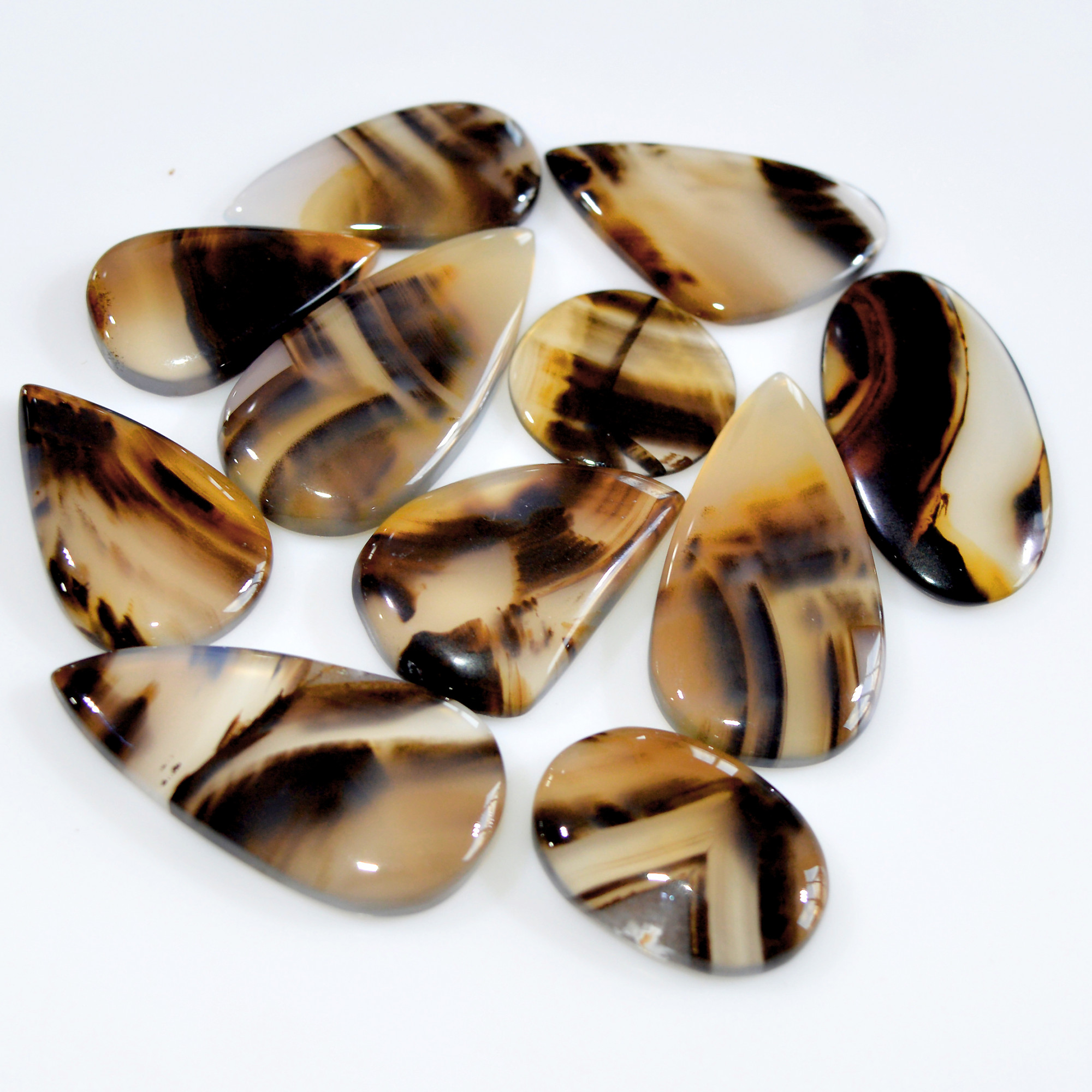 11 Pcs 173 Cts Natural Montana Agate Cabochon Loose Gemstone Lot Handmade Healing Crystal Jewelry Making Lot 34x15 15x15mm 16299