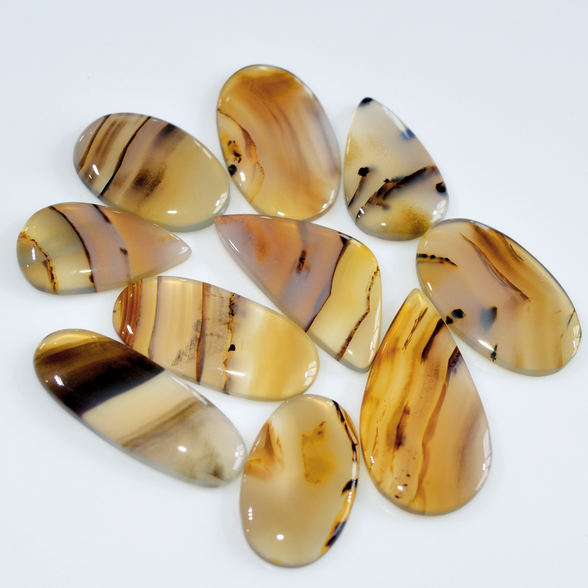 10 Pcs 156 Cts Natural Montana Agate Cabochon Loose Gemstone Lot Handmade Healing Crystal Jewelry Making Lot 33x15 23x14mm 16300