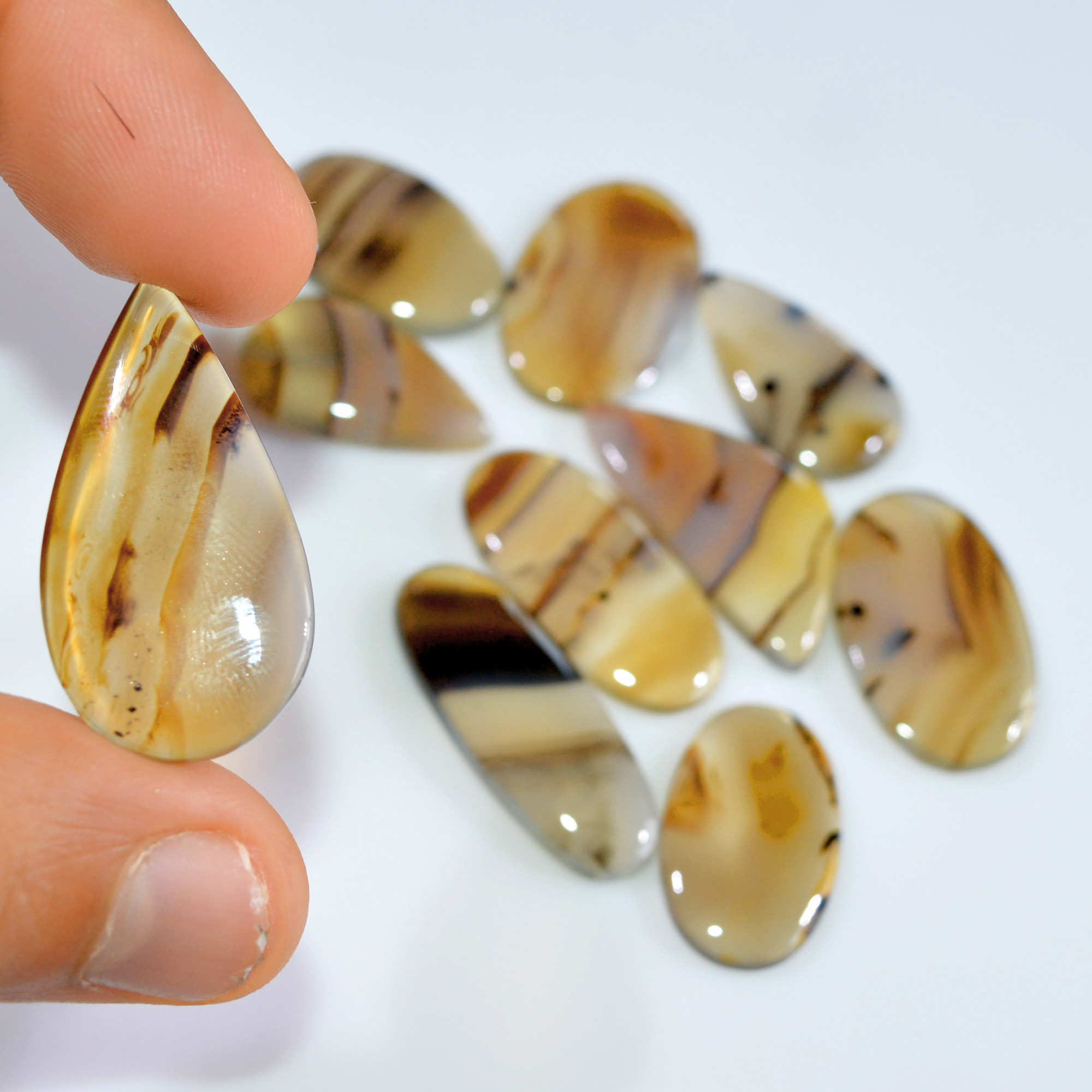 10 Pcs 156 Cts Natural Montana Agate Cabochon Loose Gemstone Lot Handmade Healing Crystal Jewelry Making Lot 33x15 23x14mm 16300