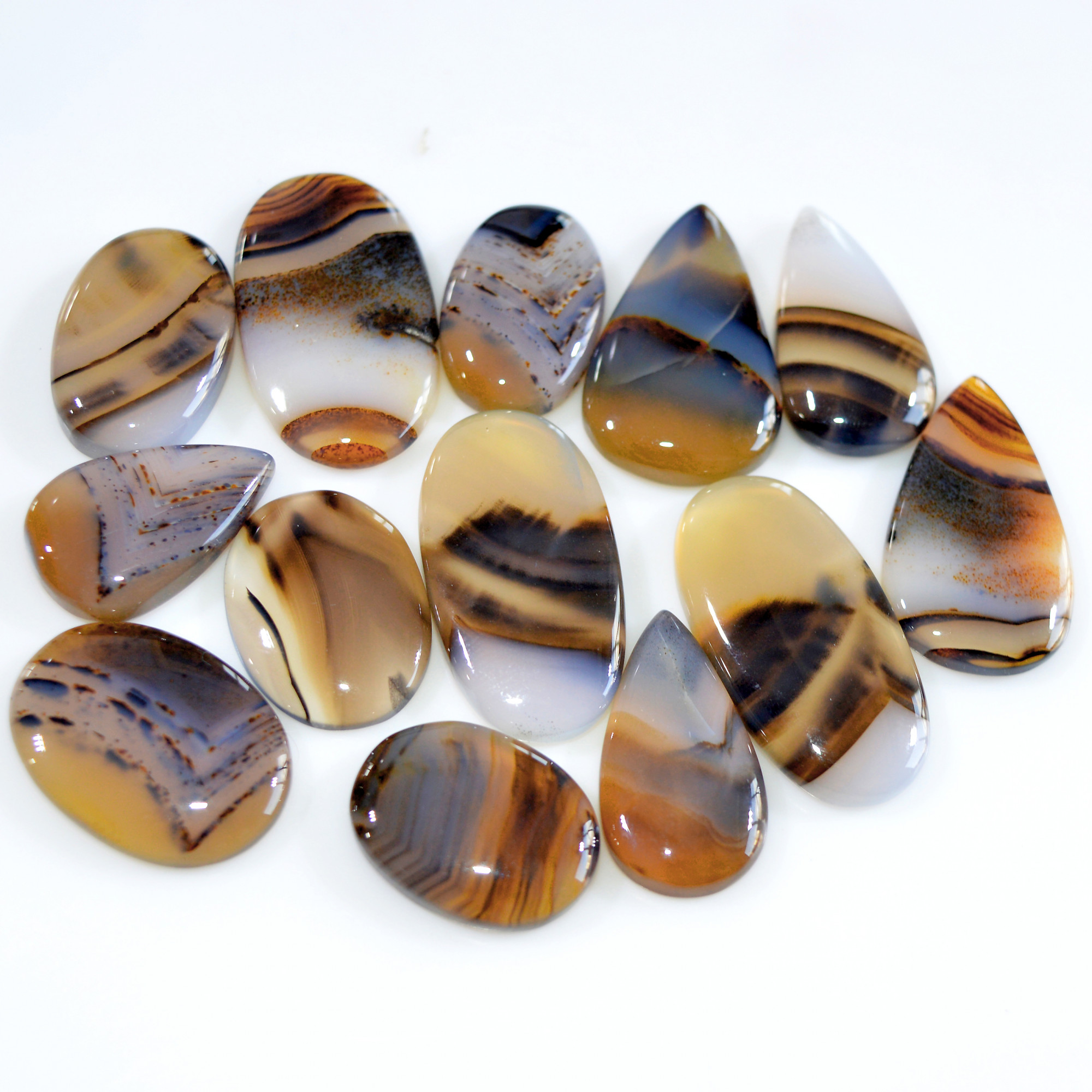 13 Pcs 229 Cts Natural Montana Agate Cabochon Loose Gemstone Lot Handmade Healing Crystal Jewelry Making Lot 30x15 20x14mm 16302