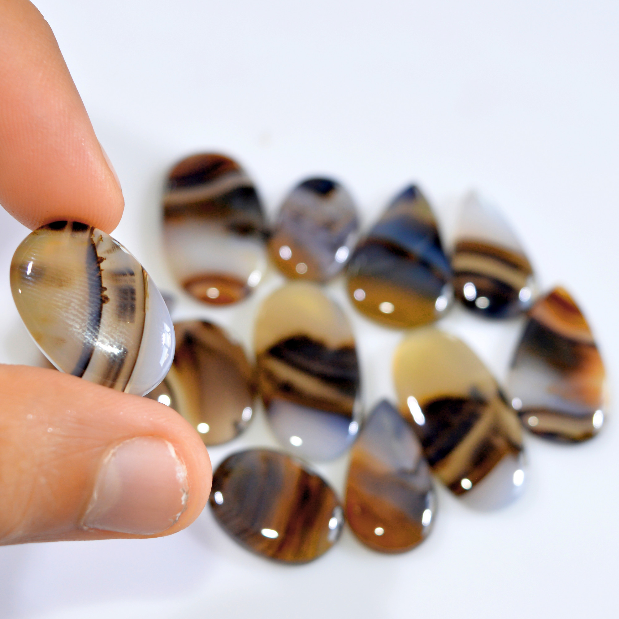 13 Pcs 229 Cts Natural Montana Agate Cabochon Loose Gemstone Lot Handmade Healing Crystal Jewelry Making Lot 30x15 20x14mm 16302