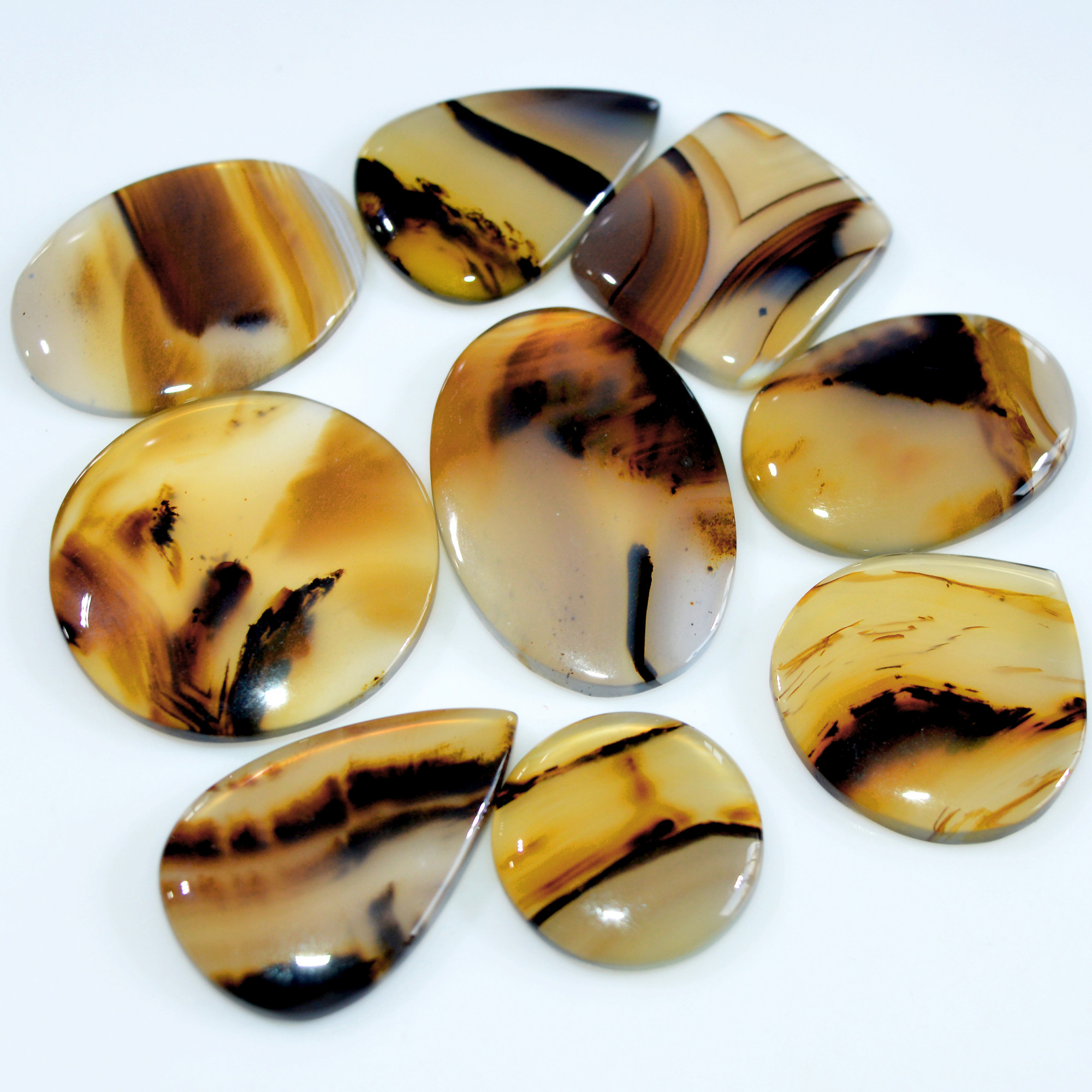 9 Pcs 186 Cts Natural Montana Agate Cabochon Loose Gemstone Lot Handmade Healing Crystal Jewelry Making Lot 30x20 18x18mm 16303
