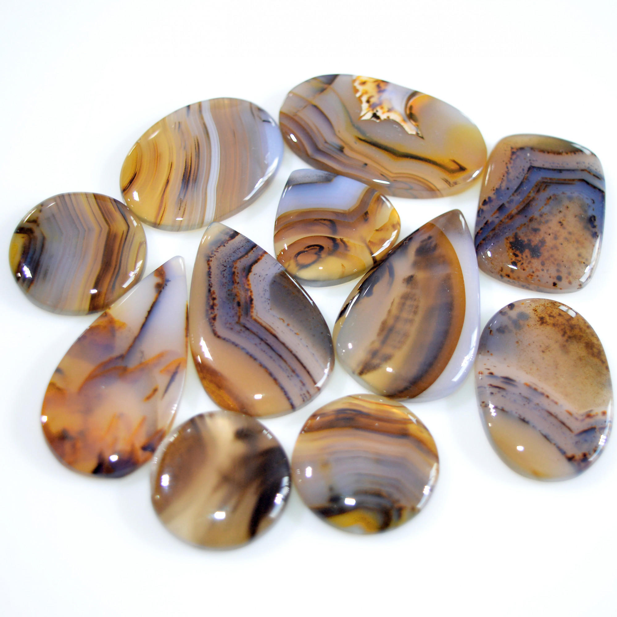 11 Pcs 238 Cts Natural Montana Agate Cabochon Loose Gemstone Lot Handmade Healing Crystal Jewelry Making Lot 35x15 18x18mm 16304