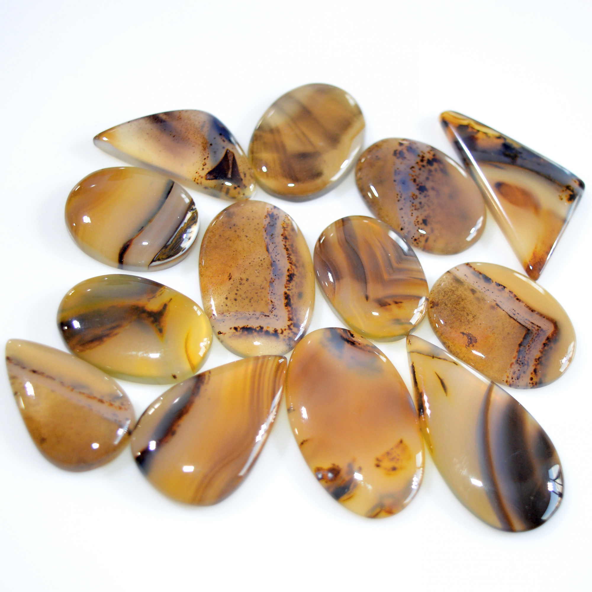 13 Pcs 198 Cts Natural Montana Agate Cabochon Loose Gemstone Lot Handmade Healing Crystal Jewelry Making Lot 30x15 20x14mm 16305