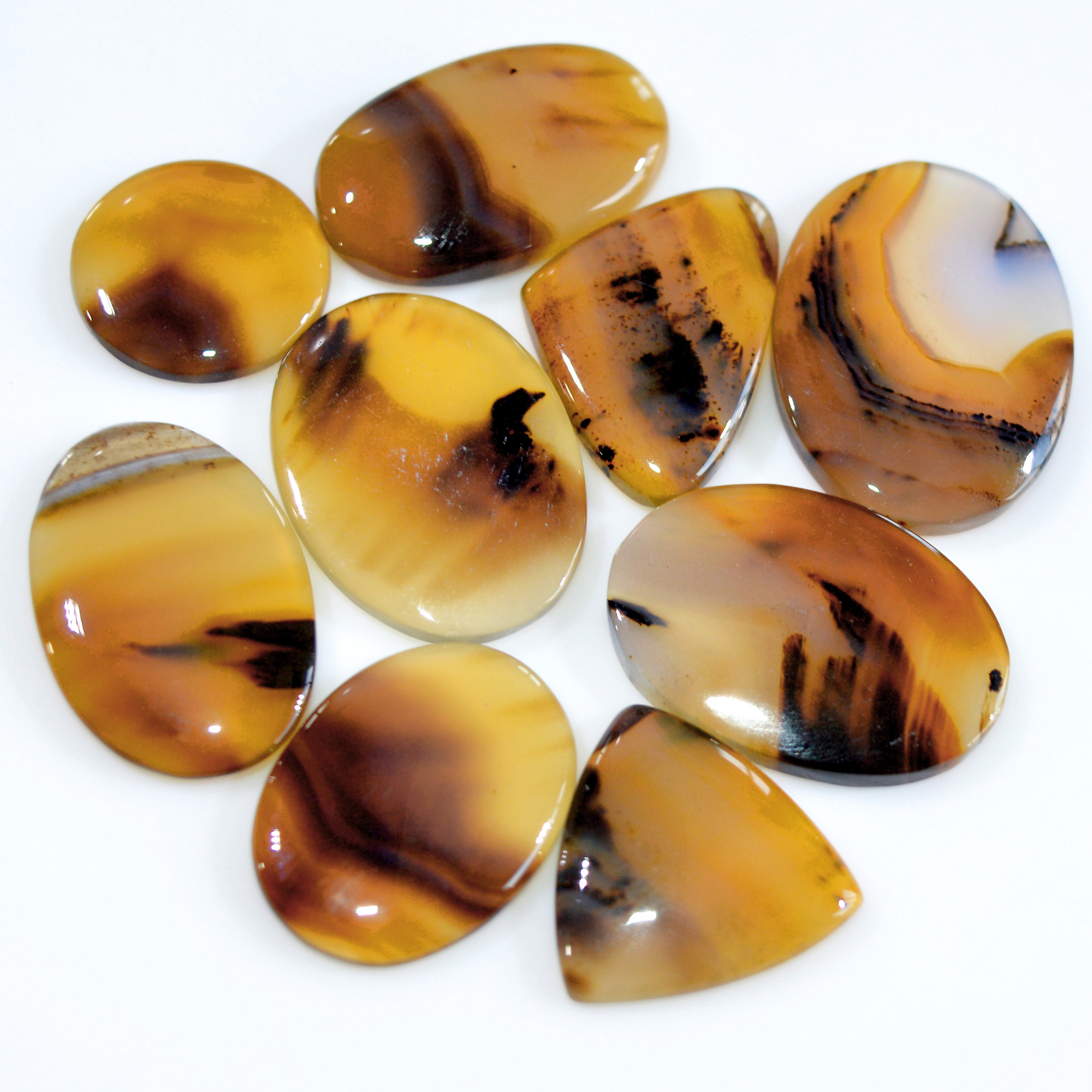 9 Pcs 194 Cts Natural Montana Agate Cabochon Loose Gemstone Lot Handmade Healing Crystal Jewelry Making Lot 30x21 19x19mm 16306
