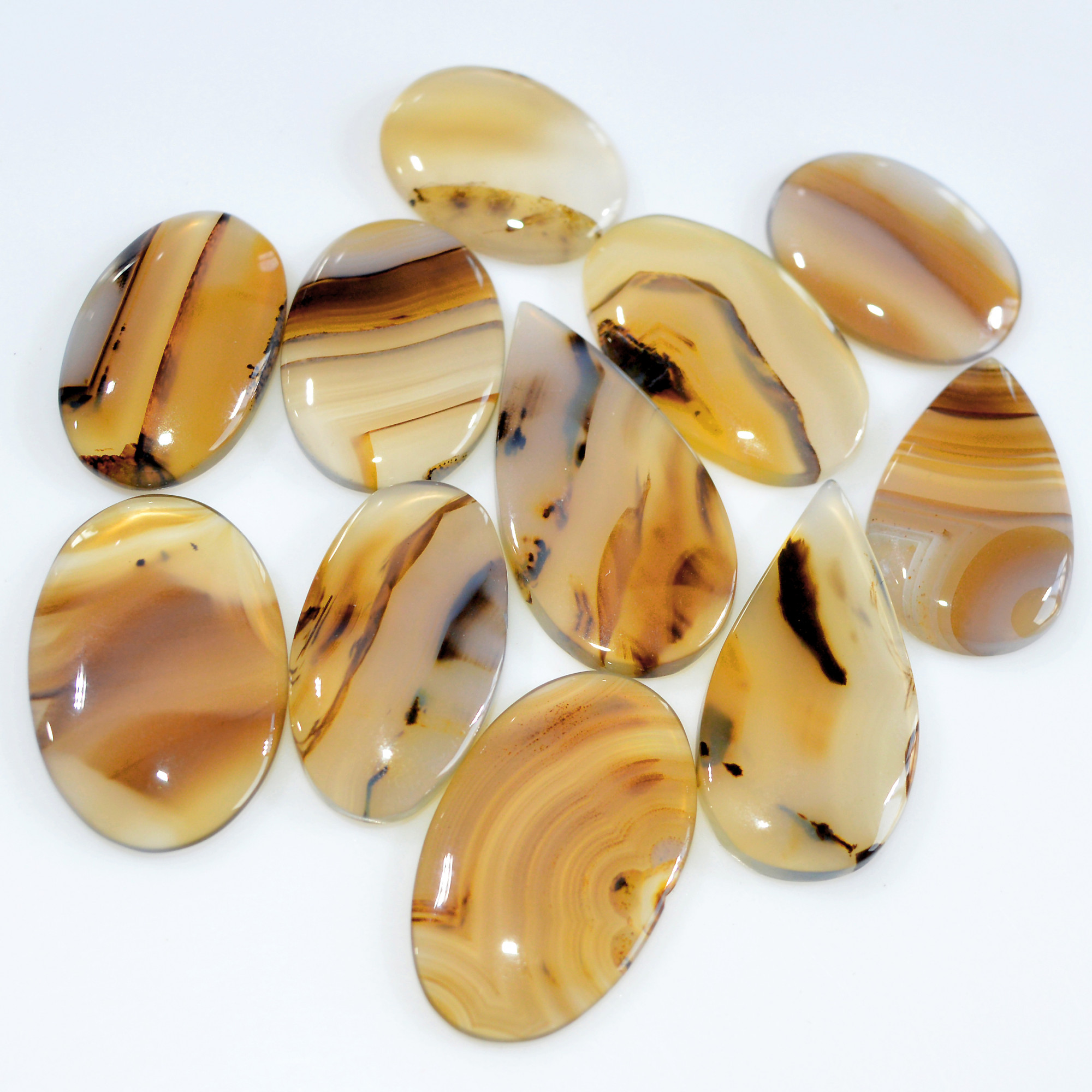 11 Pcs 139 Cts Natural Montana Agate Cabochon Loose Gemstone Lot Handmade Healing Crystal Jewelry Making Lot 30x15 19x14mm 16307