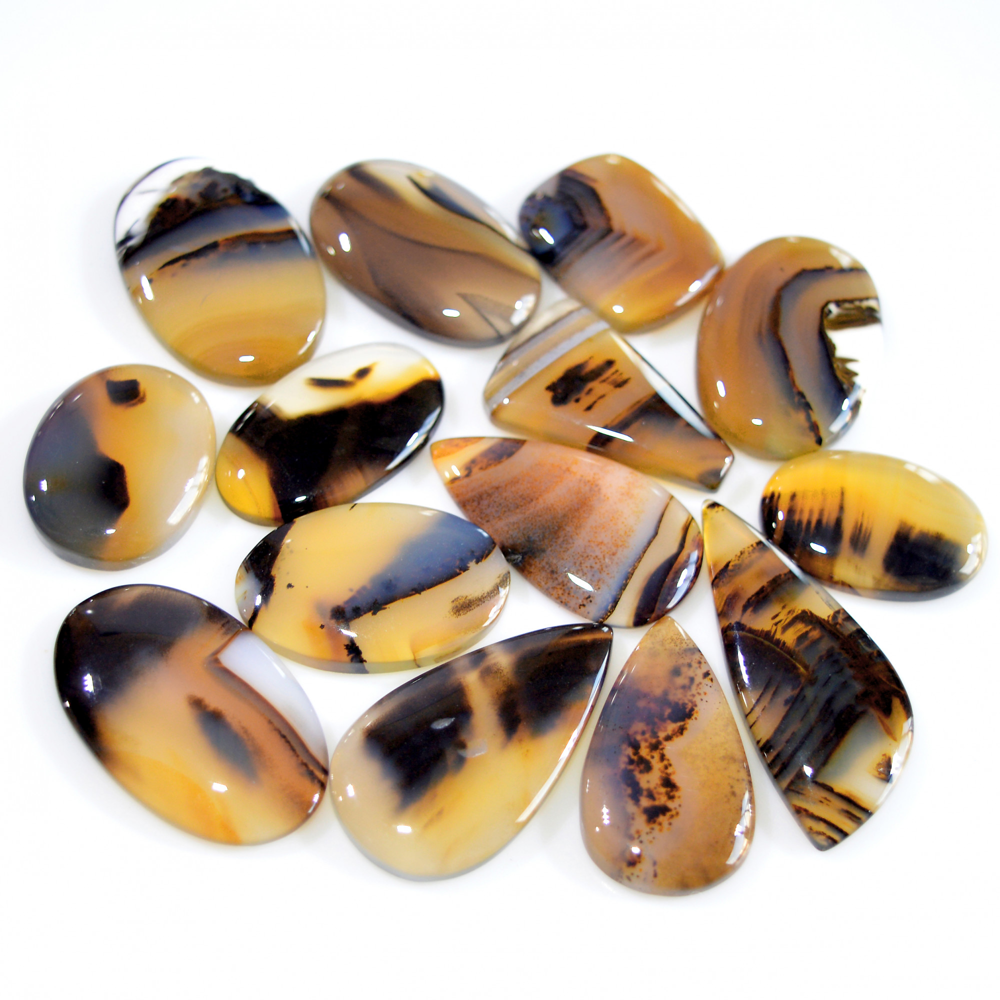 14 Pcs 213 Cts Natural Montana Agate Cabochon Loose Gemstone Lot Handmade Healing Crystal Jewelry Making Lot 33x13 18x14mm 16308