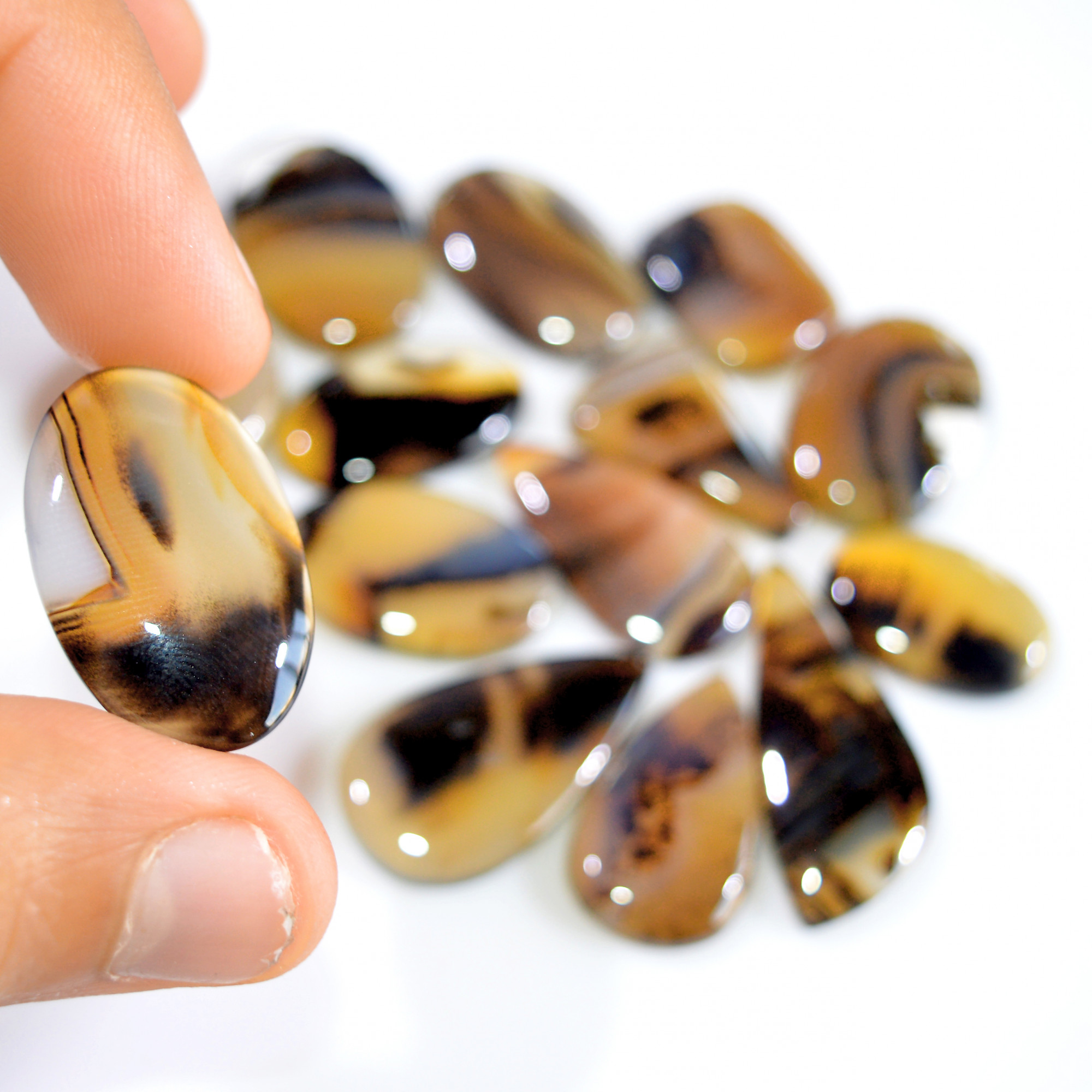 14 Pcs 213 Cts Natural Montana Agate Cabochon Loose Gemstone Lot Handmade Healing Crystal Jewelry Making Lot 33x13 18x14mm 16308