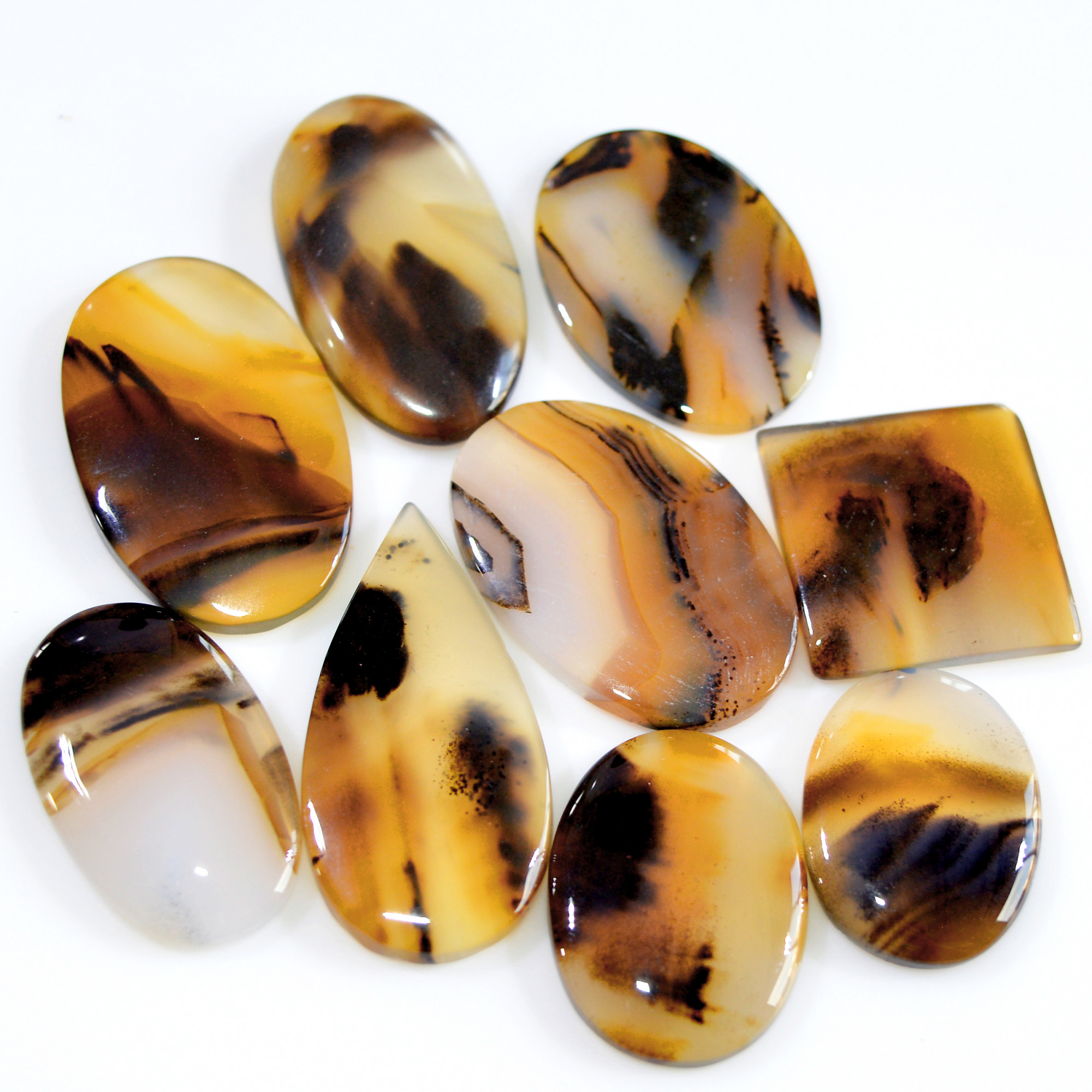 9 Pcs 220 Cts Natural Montana Agate Cabochon Loose Gemstone Lot Wire Wrap Jewelry Making Crystal Healing Stone 35x17 23x17mm 16312