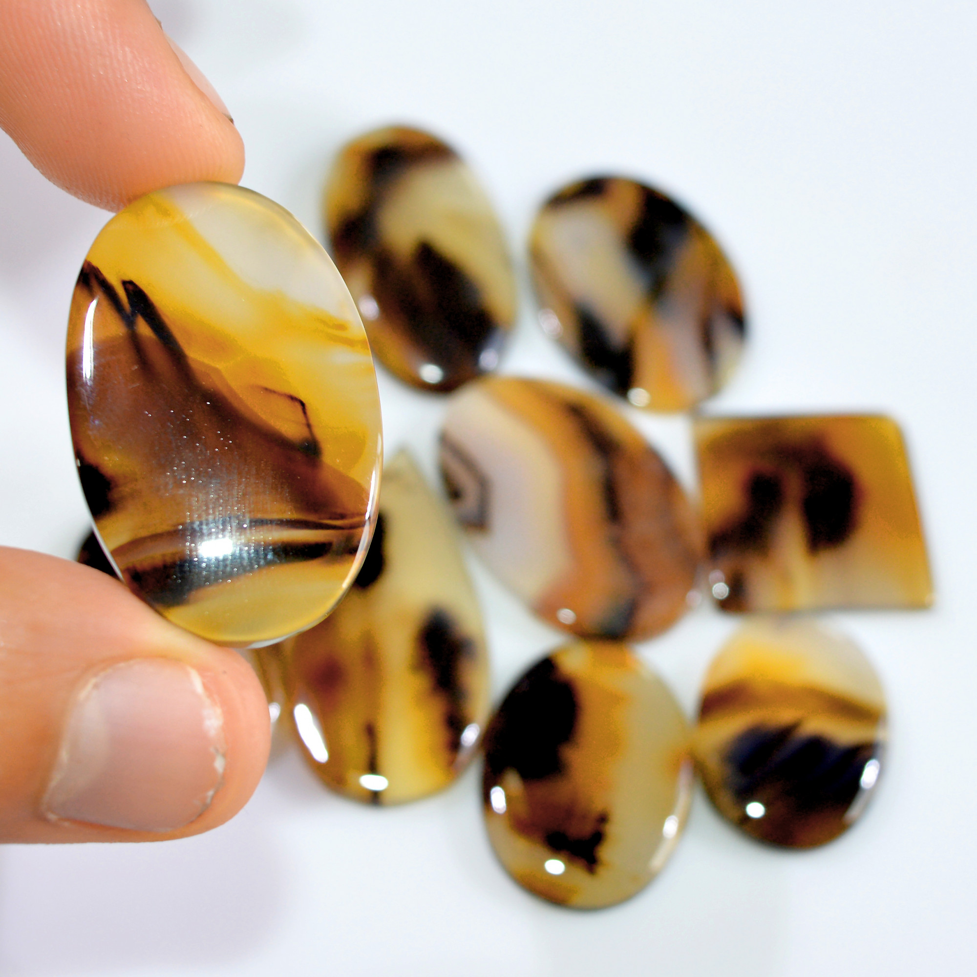 9 Pcs 220 Cts Natural Montana Agate Cabochon Loose Gemstone Lot Wire Wrap Jewelry Making Crystal Healing Stone 35x17 23x17mm 16312