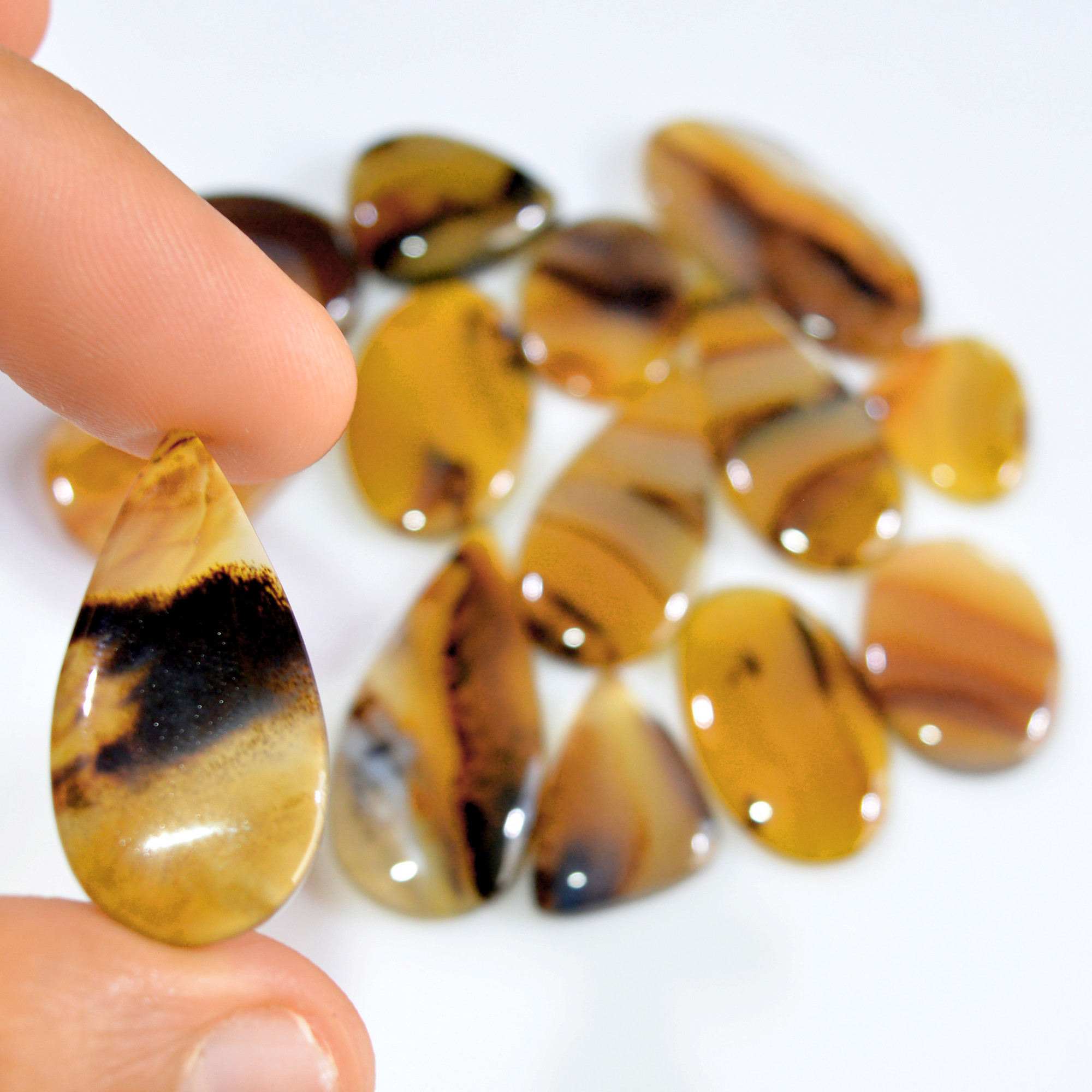 14 Pcs 208 Cts Natural Montana Agate Cabochon Loose Gemstone Lot Wire Wrap Jewelry Making Crystal Healing Stone 35x15 17x15mm 16313