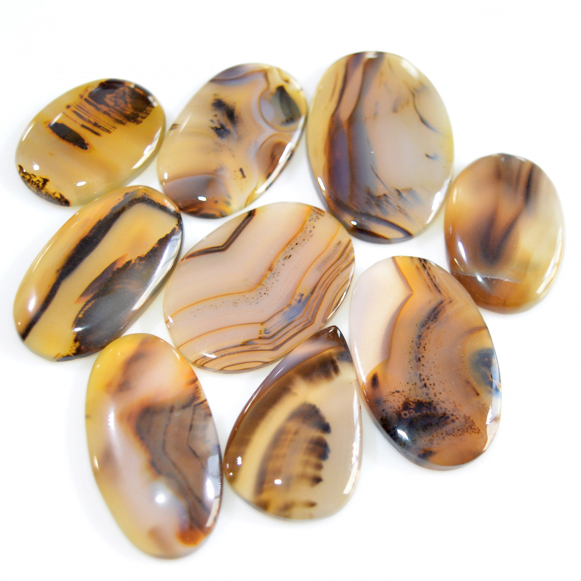 9 Pcs 244 Cts Natural Montana Agate Cabochon Loose Gemstone Lot Wire Wrap Jewelry Making Crystal Healing Stone 35x23 25x18mm 16314