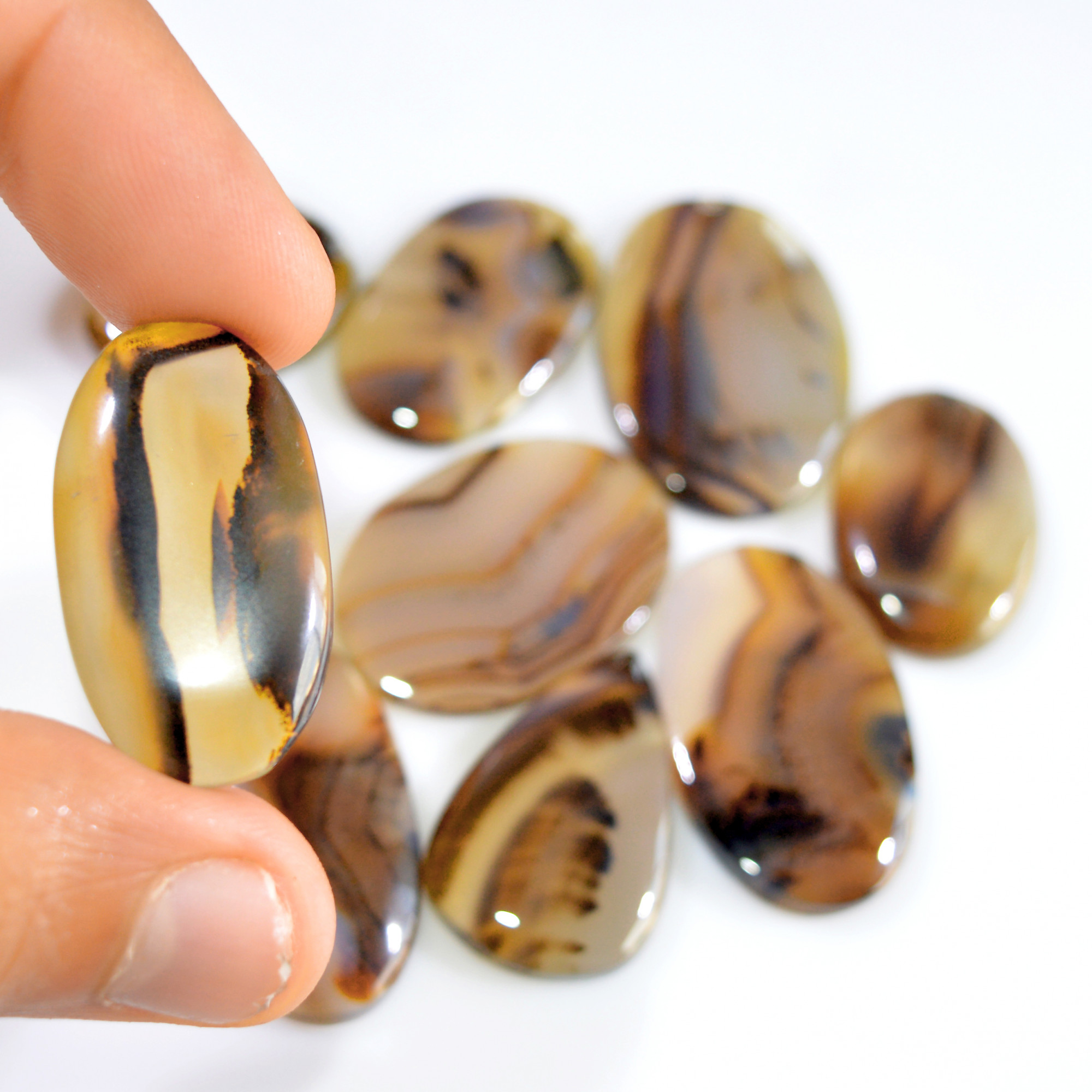 9 Pcs 244 Cts Natural Montana Agate Cabochon Loose Gemstone Lot Wire Wrap Jewelry Making Crystal Healing Stone 35x23 25x18mm 16314