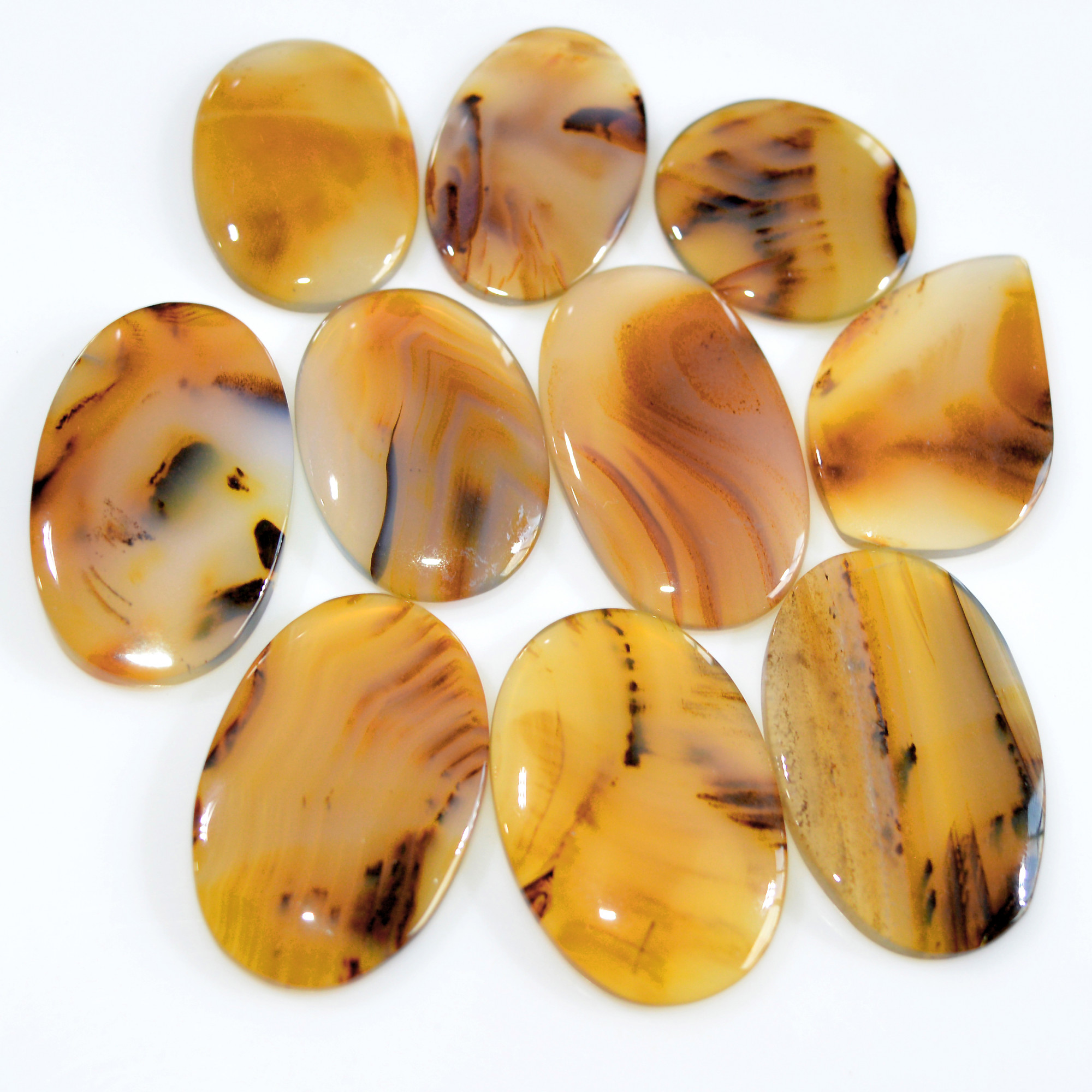 10 Pcs 223 Cts Natural Montana Agate Cabochon Loose Gemstone Lot Wire Wrap Jewelry Making Crystal Healing Stone 32x20 20x20mm 16315