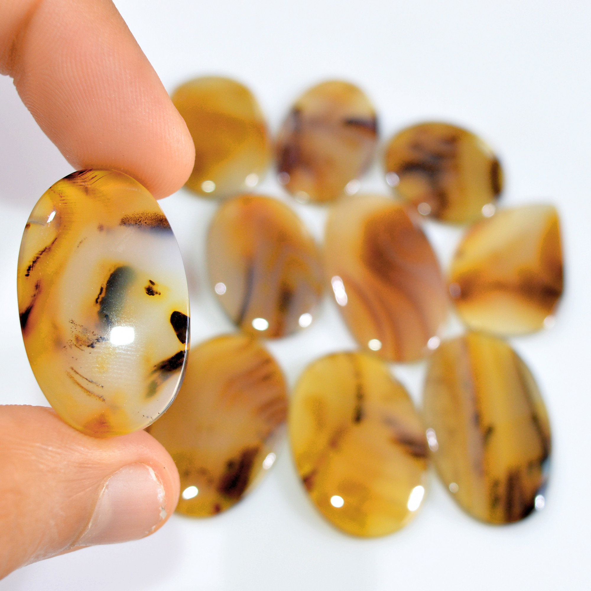 10 Pcs 223 Cts Natural Montana Agate Cabochon Loose Gemstone Lot Wire Wrap Jewelry Making Crystal Healing Stone 32x20 20x20mm 16315