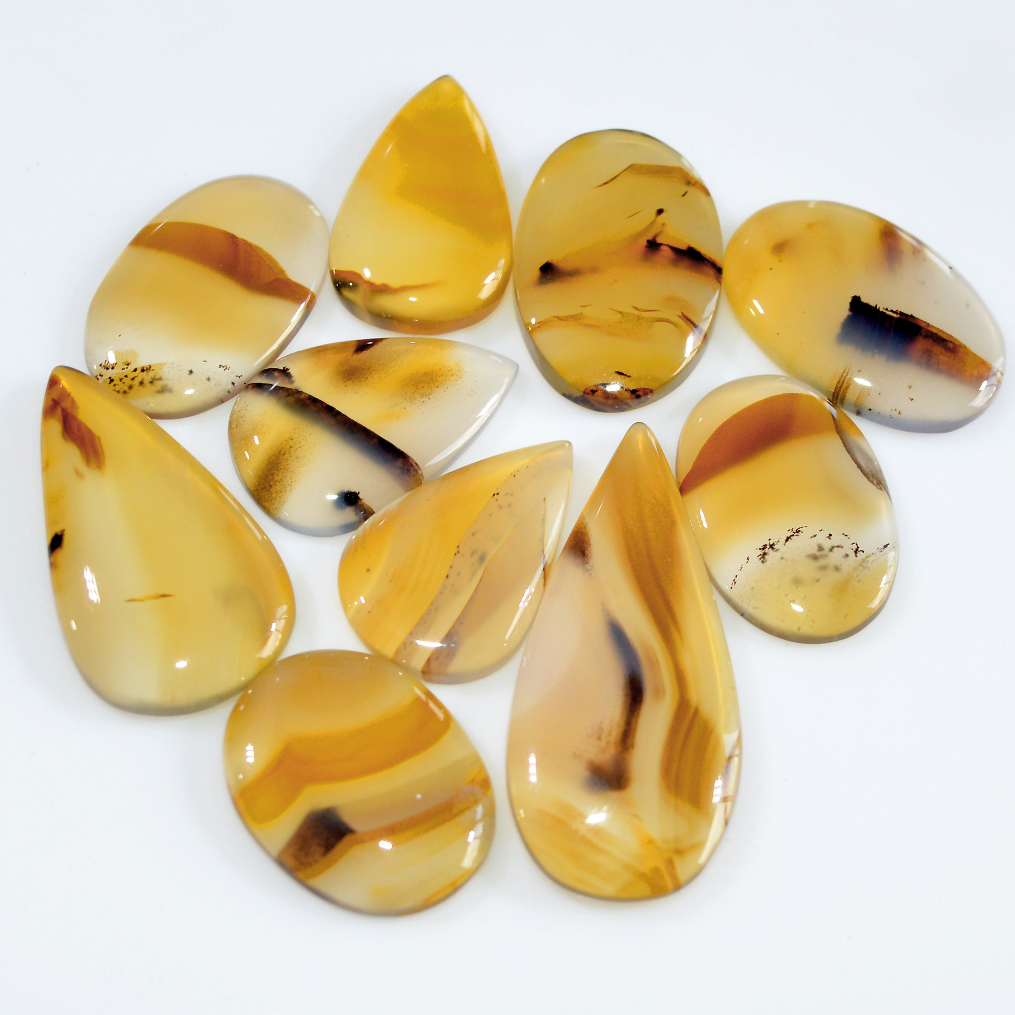 10 Pcs 144 Cts Natural Montana Agate Cabochon Loose Gemstone Lot Wire Wrap Jewelry Making Crystal Healing Stone 38x15 20x15mm 16316