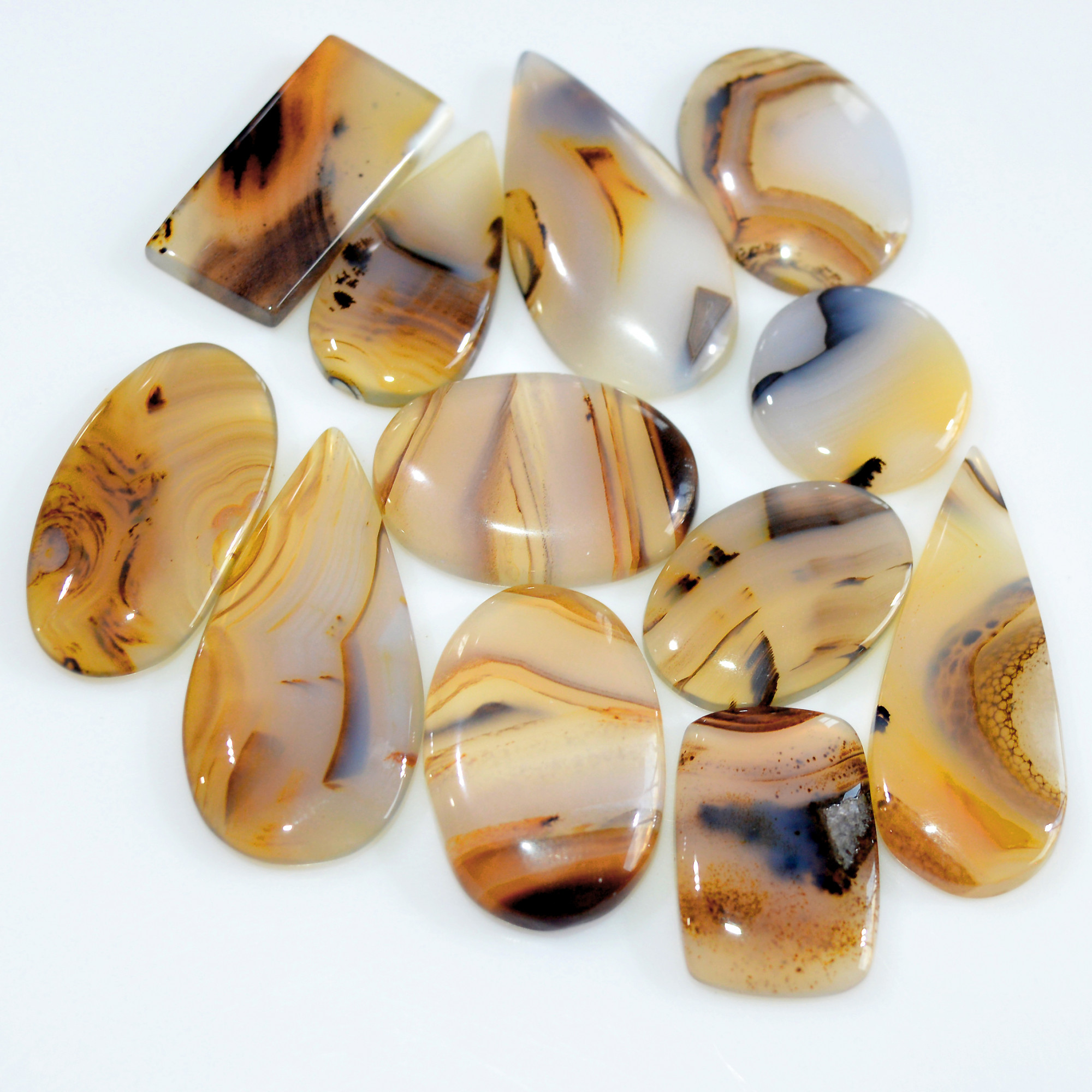 12 Pcs 174 Cts Natural Montana Agate Cabochon Loose Gemstone Lot Wire Wrap Jewelry Making Crystal Healing Stone 34x13 15x15mm 16319