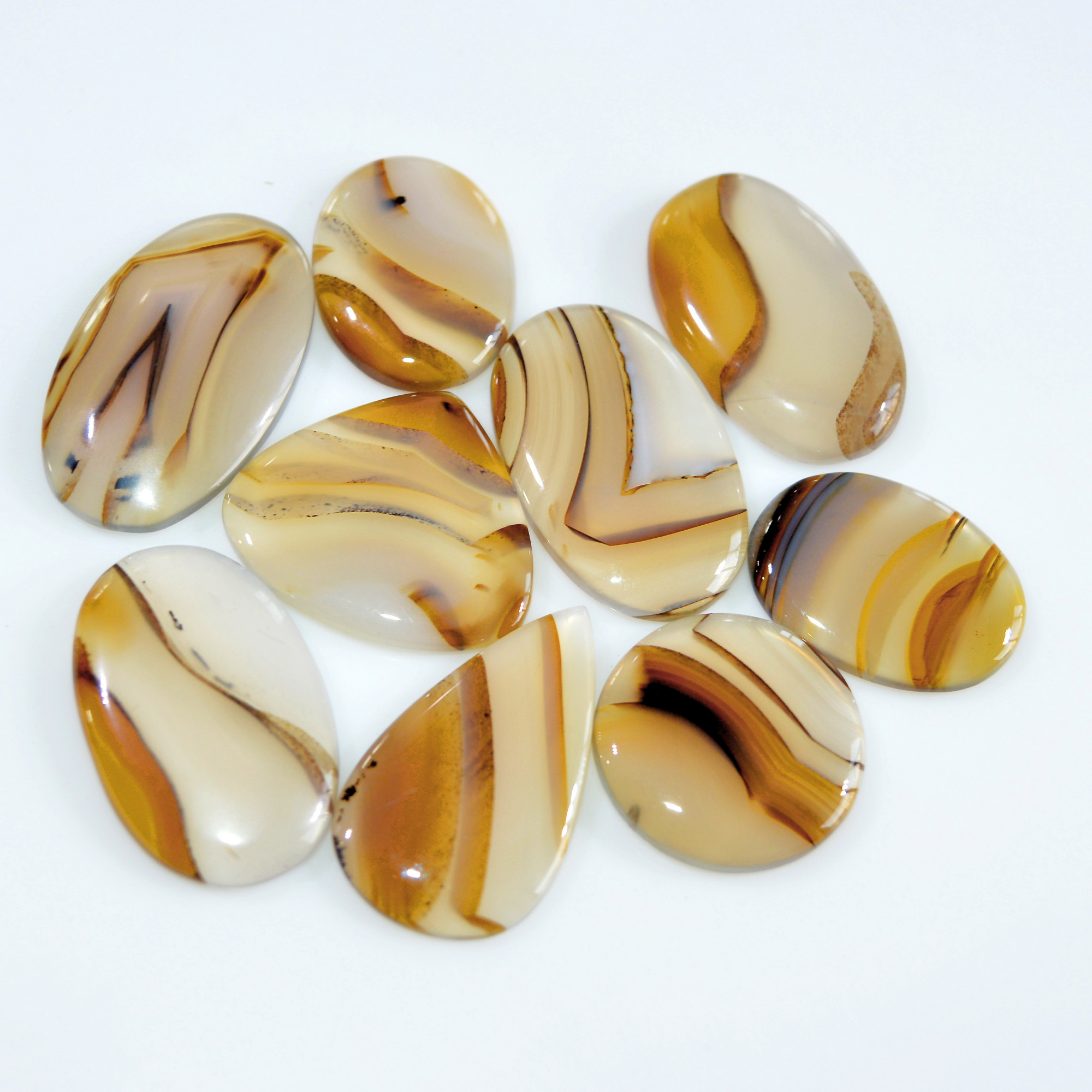 9 Pcs 190 Cts Natural Montana Agate Cabochon Loose Gemstone Lot Wire Wrap Jewelry Making Crystal Healing Stone 33x18 20x20mm 16320
