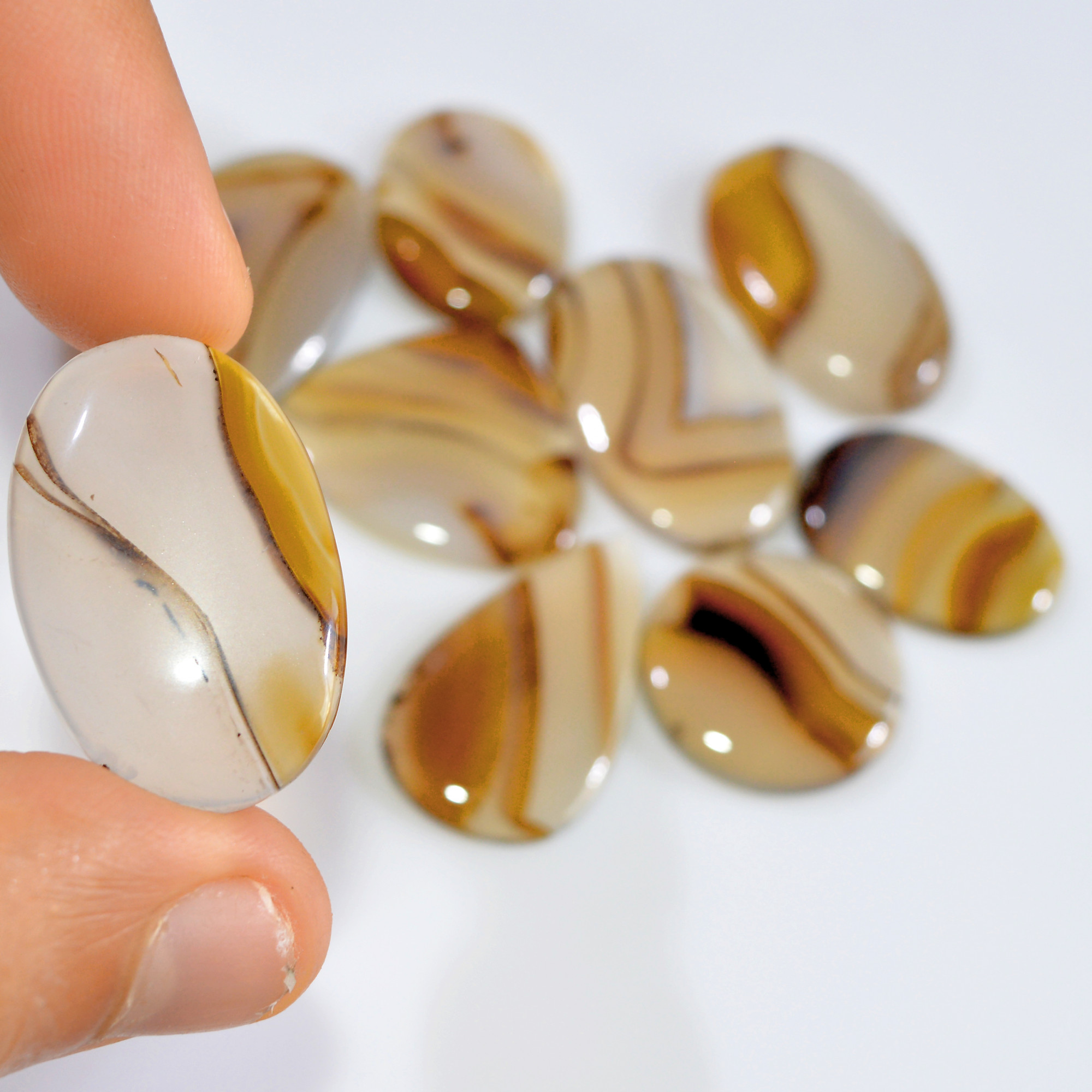 9 Pcs 190 Cts Natural Montana Agate Cabochon Loose Gemstone Lot Wire Wrap Jewelry Making Crystal Healing Stone 33x18 20x20mm 16320