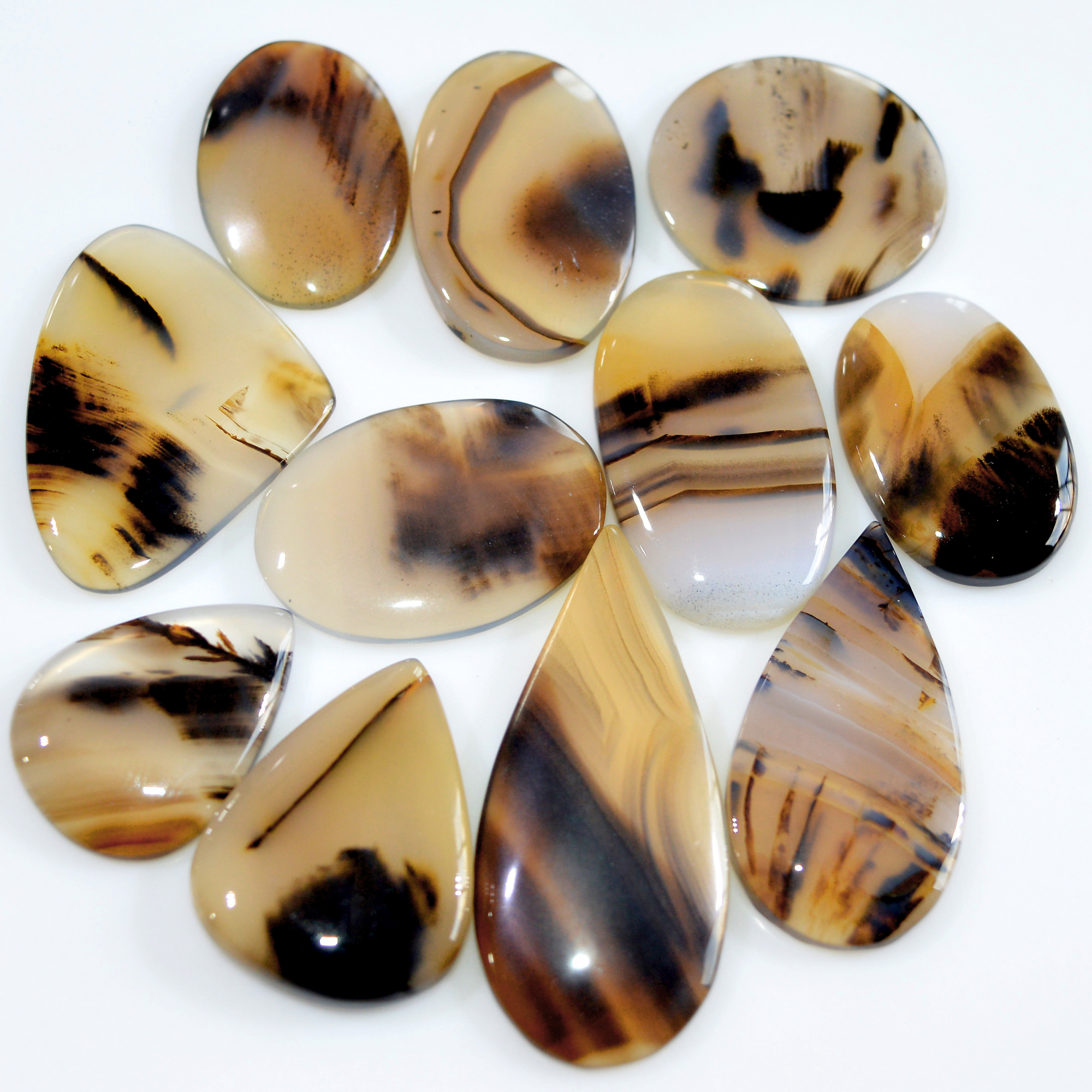 11 Pcs 246 Cts Natural Montana Agate Cabochon Loose Gemstone Lot Wire Wrap Jewelry Making Crystal Healing Stone 42x18 24x17mm 16322