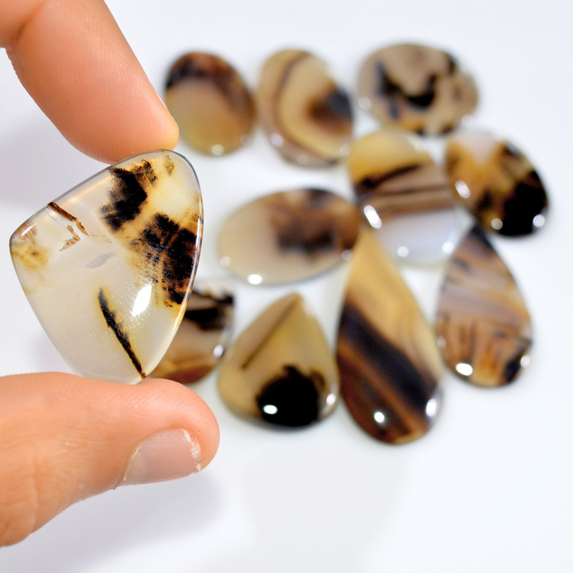 11 Pcs 246 Cts Natural Montana Agate Cabochon Loose Gemstone Lot Wire Wrap Jewelry Making Crystal Healing Stone 42x18 24x17mm 16322