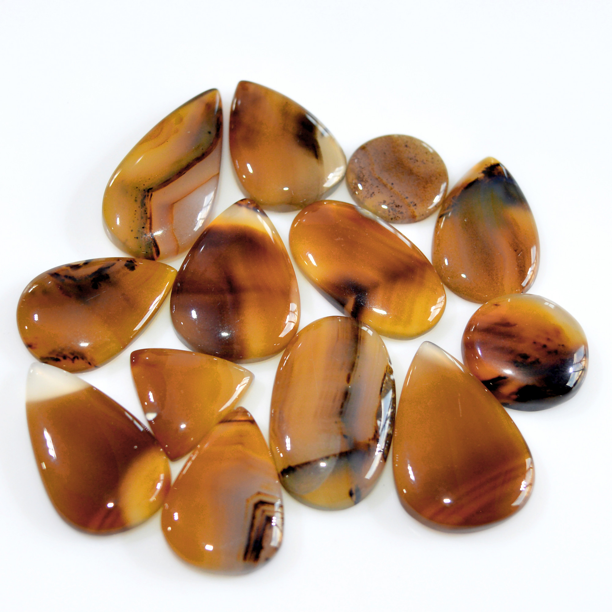 13 Pcs 182 Cts Natural Montana Agate Cabochon Loose Gemstone Lot Wire Wrap Jewelry Making Crystal Healing Stone 30x14 14x14mm 16323