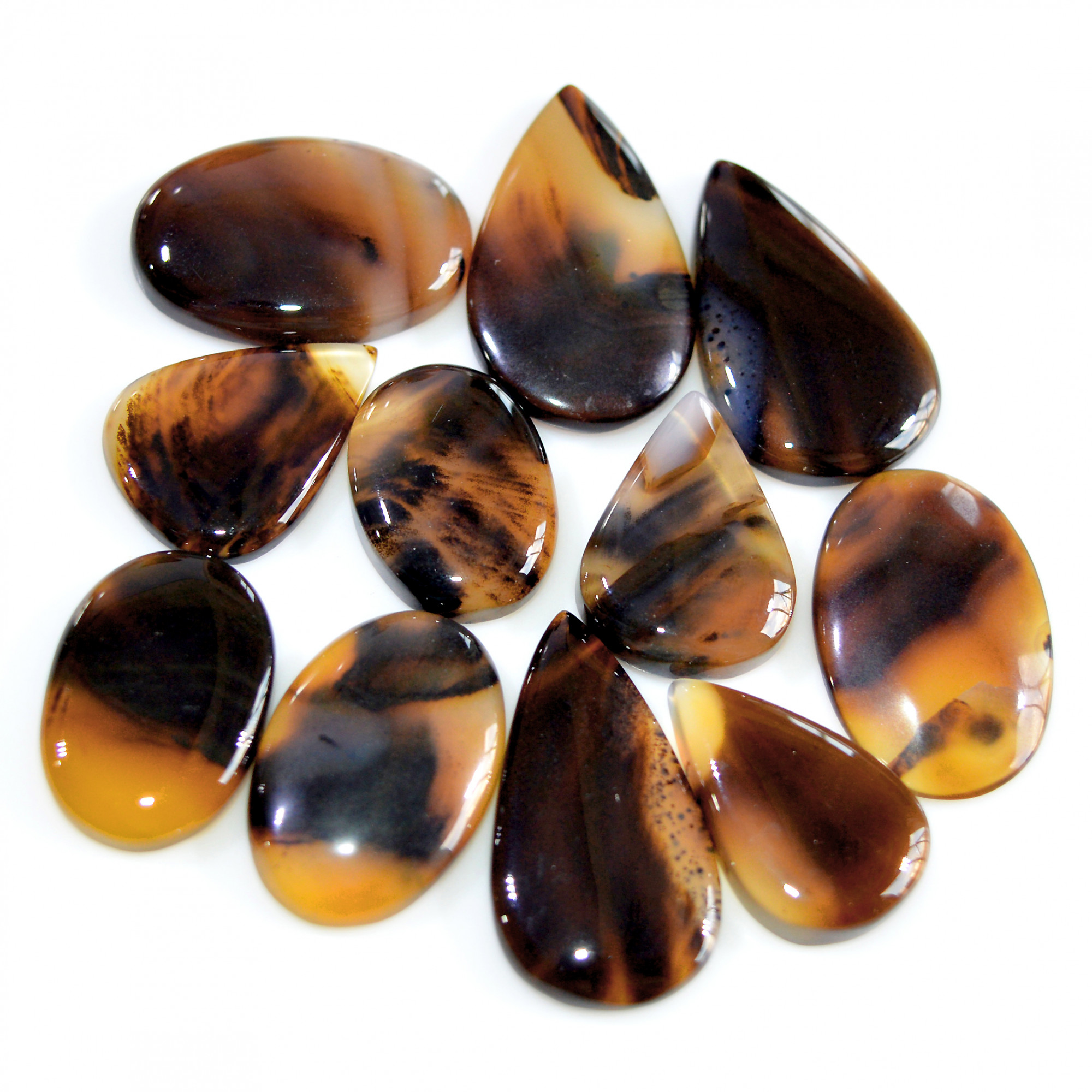 11 Pcs 163 Cts Natural Montana Agate Cabochon Loose Gemstone Lot Wire Wrap Jewelry Making Crystal Healing Stone 30x15 20x13mm 16324