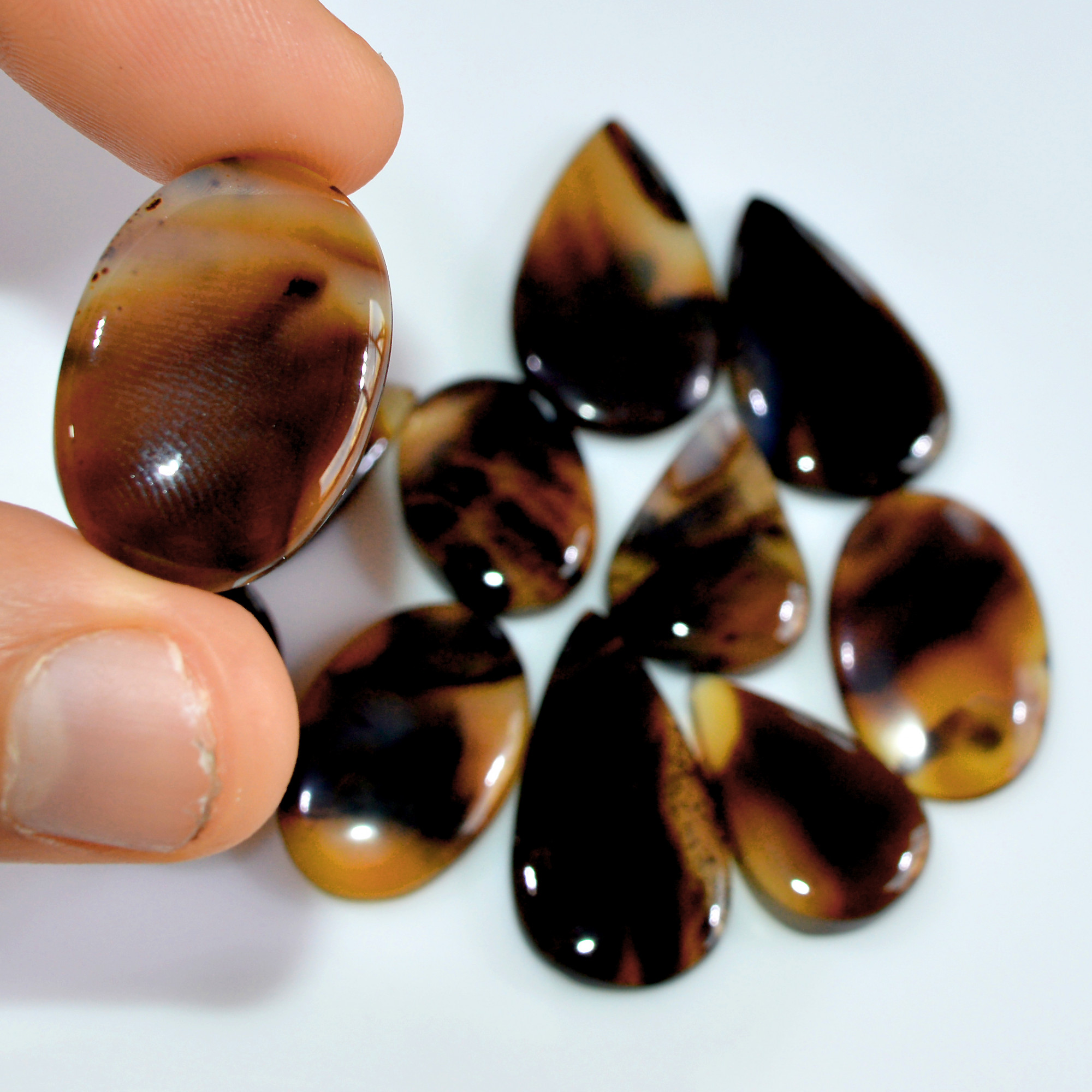 11 Pcs 163 Cts Natural Montana Agate Cabochon Loose Gemstone Lot Wire Wrap Jewelry Making Crystal Healing Stone 30x15 20x13mm 16324