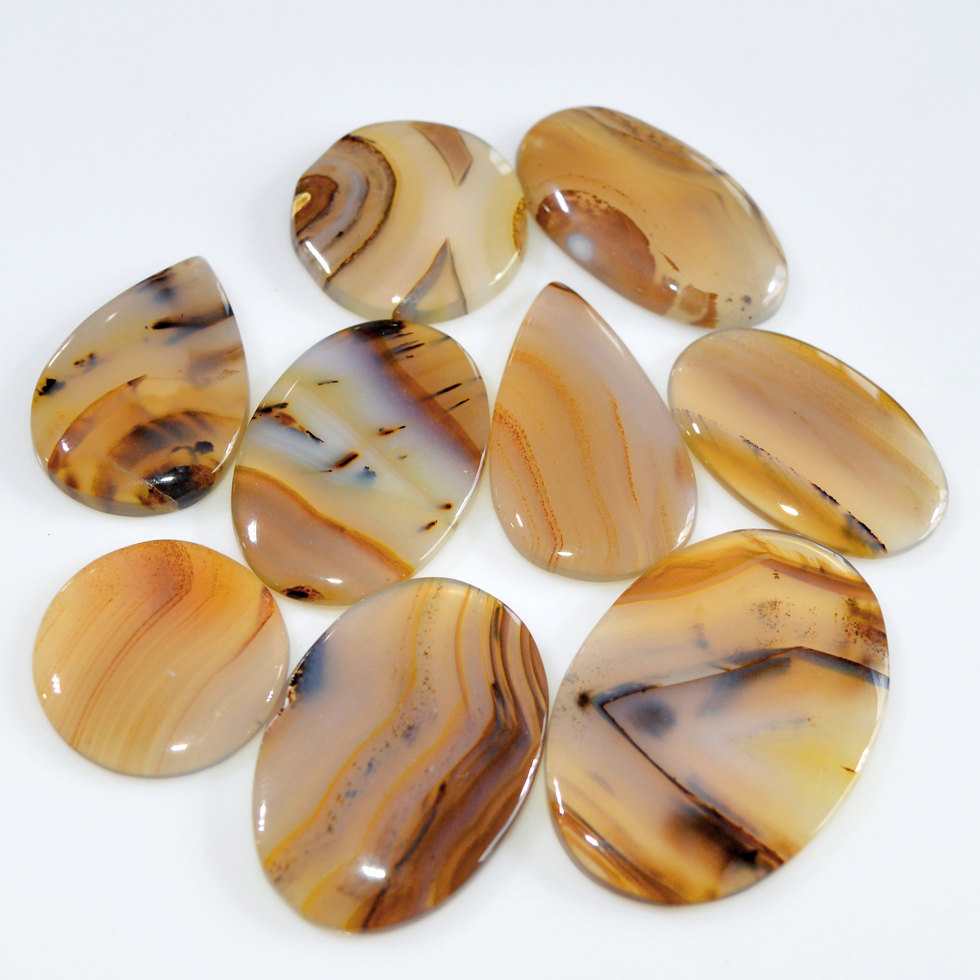 9 Pcs 183 Cts Natural Montana Agate Cabochon Loose Gemstone Lot Wire Wrap Jewelry Making Crystal Healing Stone 35x24 20x20mm 16325