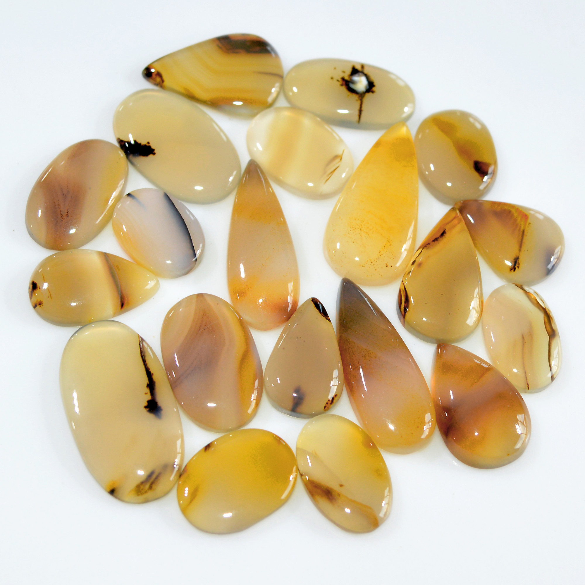 20 Pcs 140 Cts Natural Montana Agate Cabochon Loose Gemstone Lot Wire Wrap Jewelry Making Crystal Healing Stone 25x10 12x10mm 16326