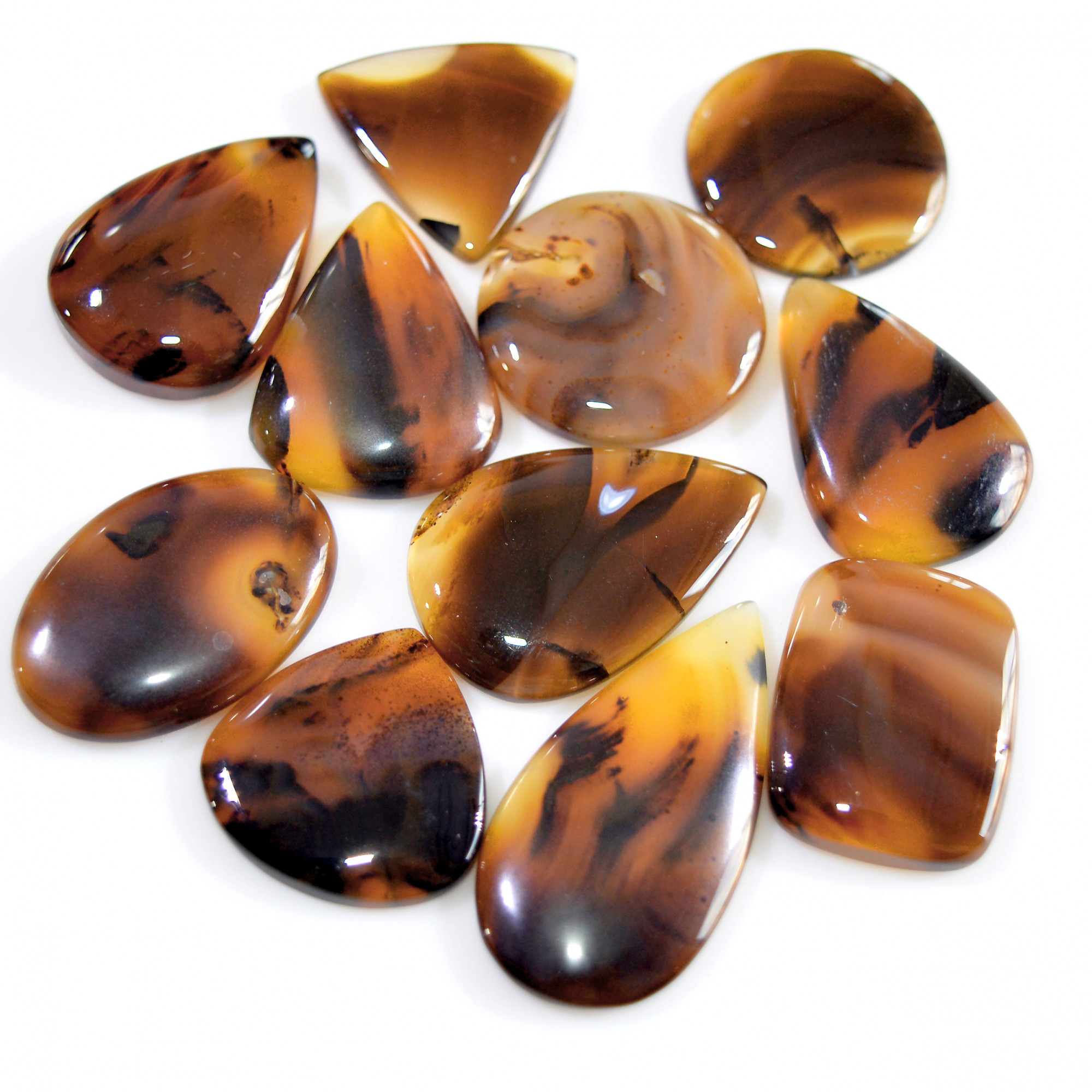11 Pcs 211 Cts Natural Montana Agate Cabochon Loose Gemstone Lot Wire Wrap Jewelry Making Crystal Healing Stone 35x17 20x20mm 16327
