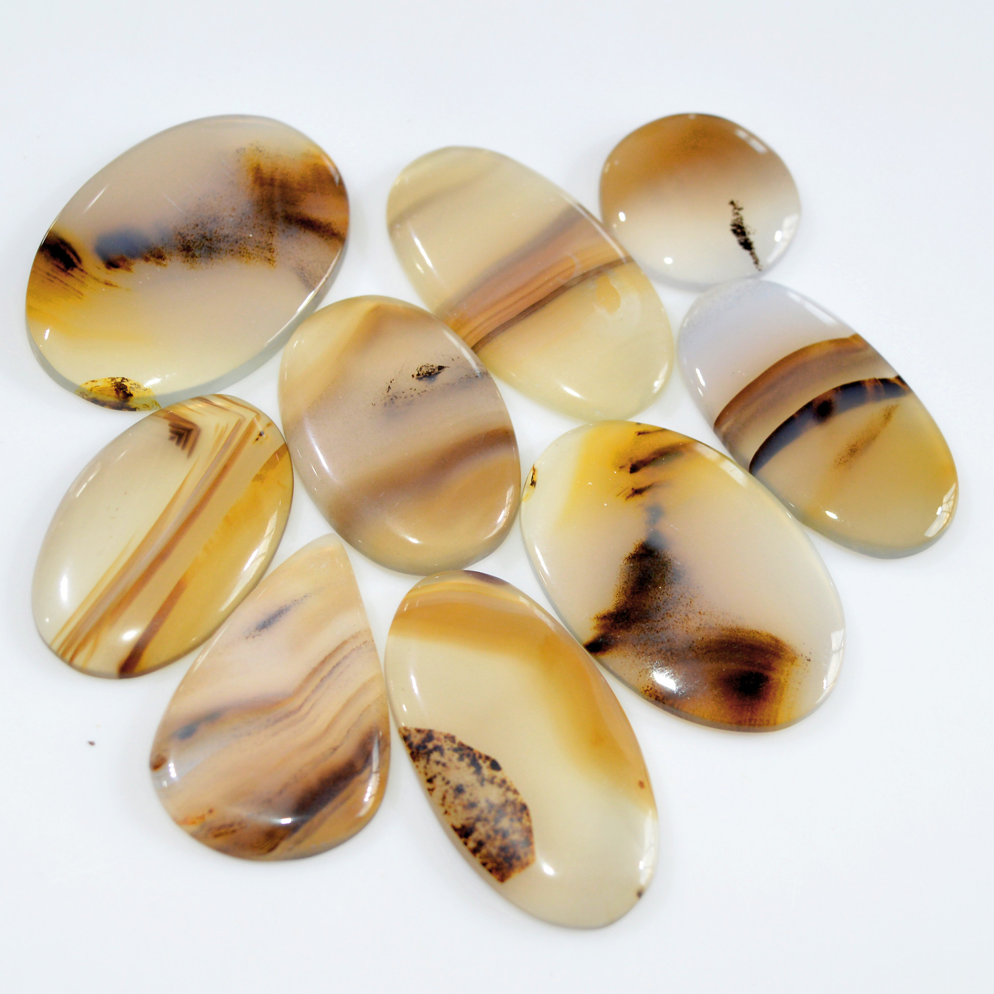 9 Pcs 209 Cts Natural Montana Agate Cabochon Loose Gemstone Lot Wire Wrap Jewelry Making Crystal Healing Stone 34x24 18x18mm 16328
